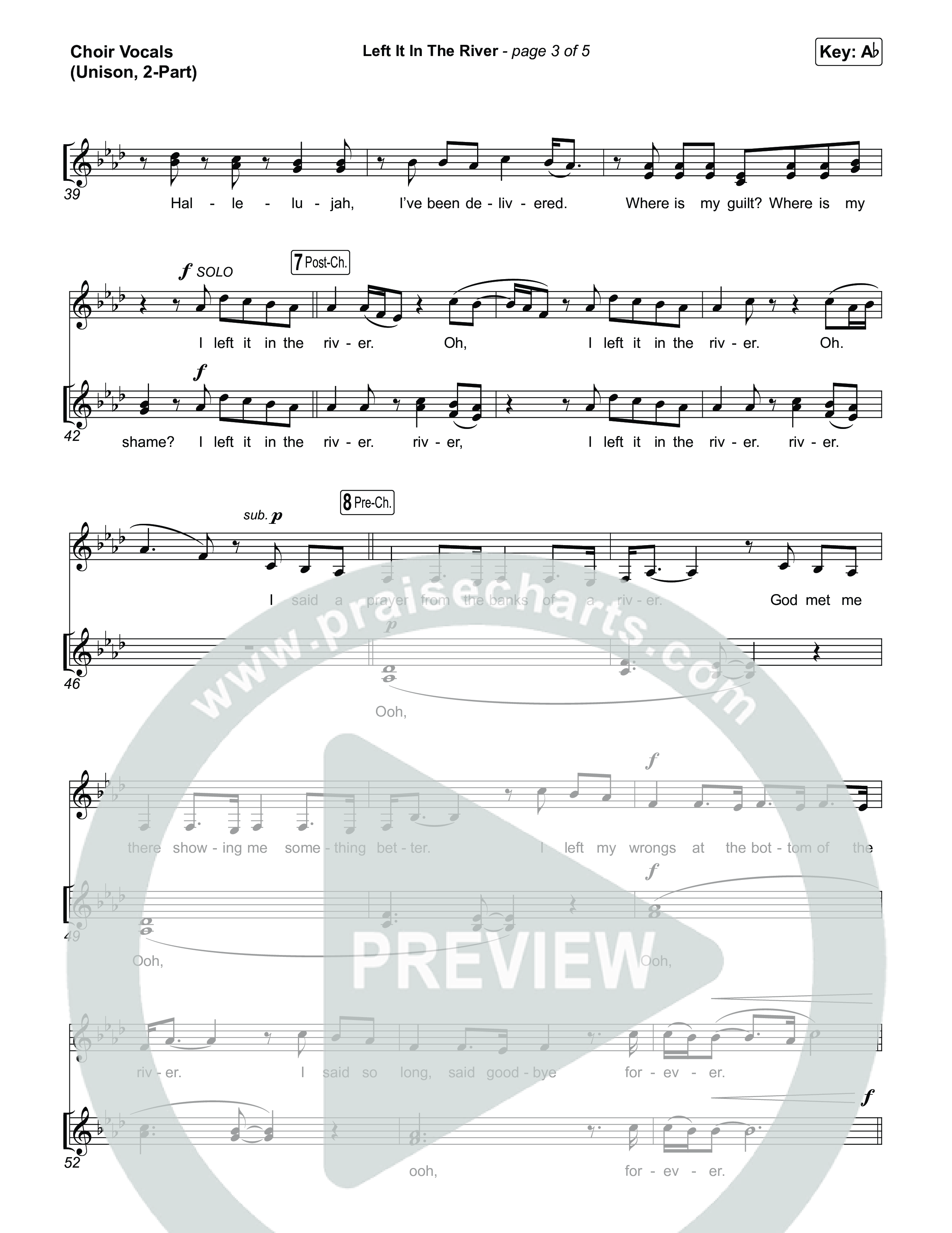 Left It In The River (Unison/2-Part) Choir Vocals (Uni/2-Part) (Jamie MacDonald / Arr. Luke Gambill)