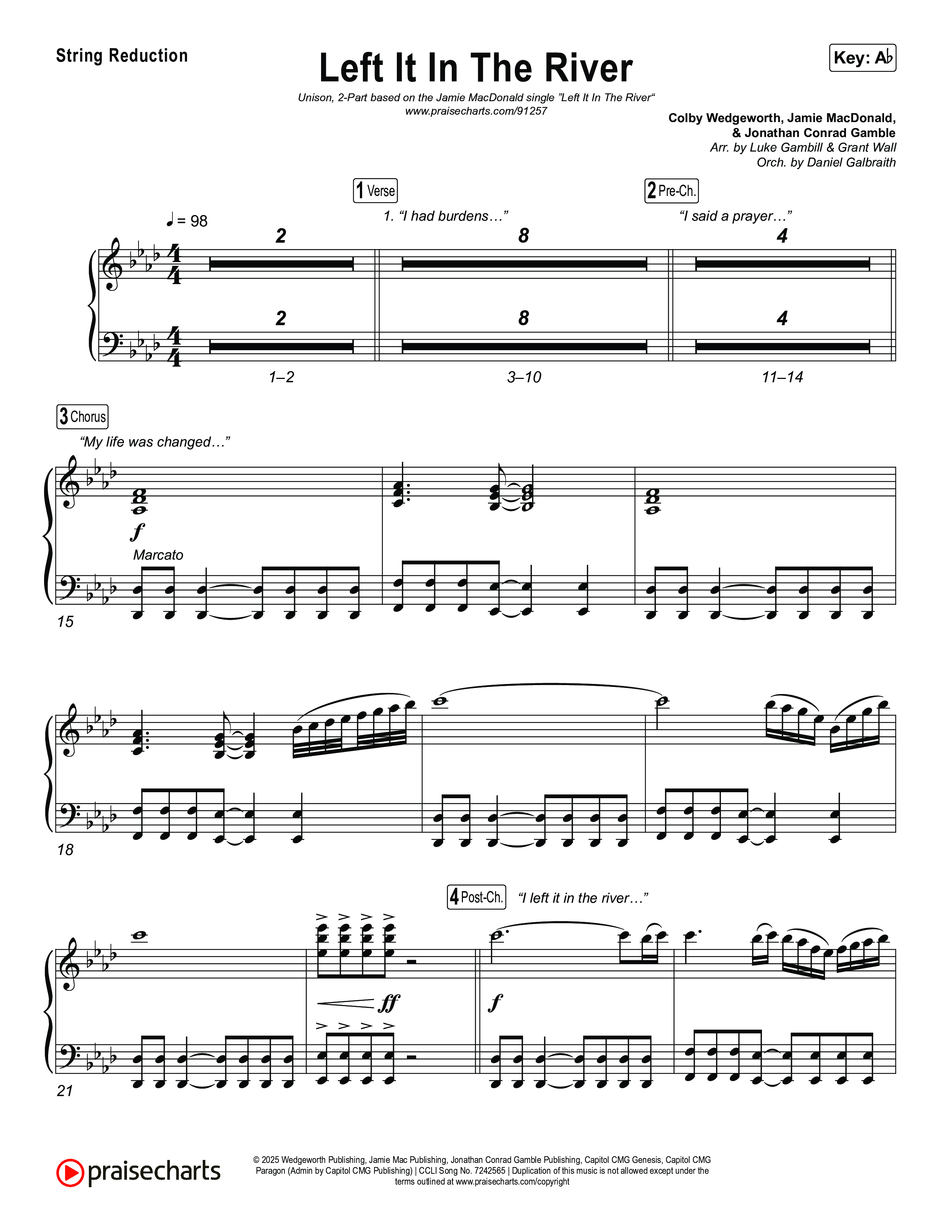 Left It In The River (Unison/2-Part) String Reduction (Jamie MacDonald / Arr. Luke Gambill)