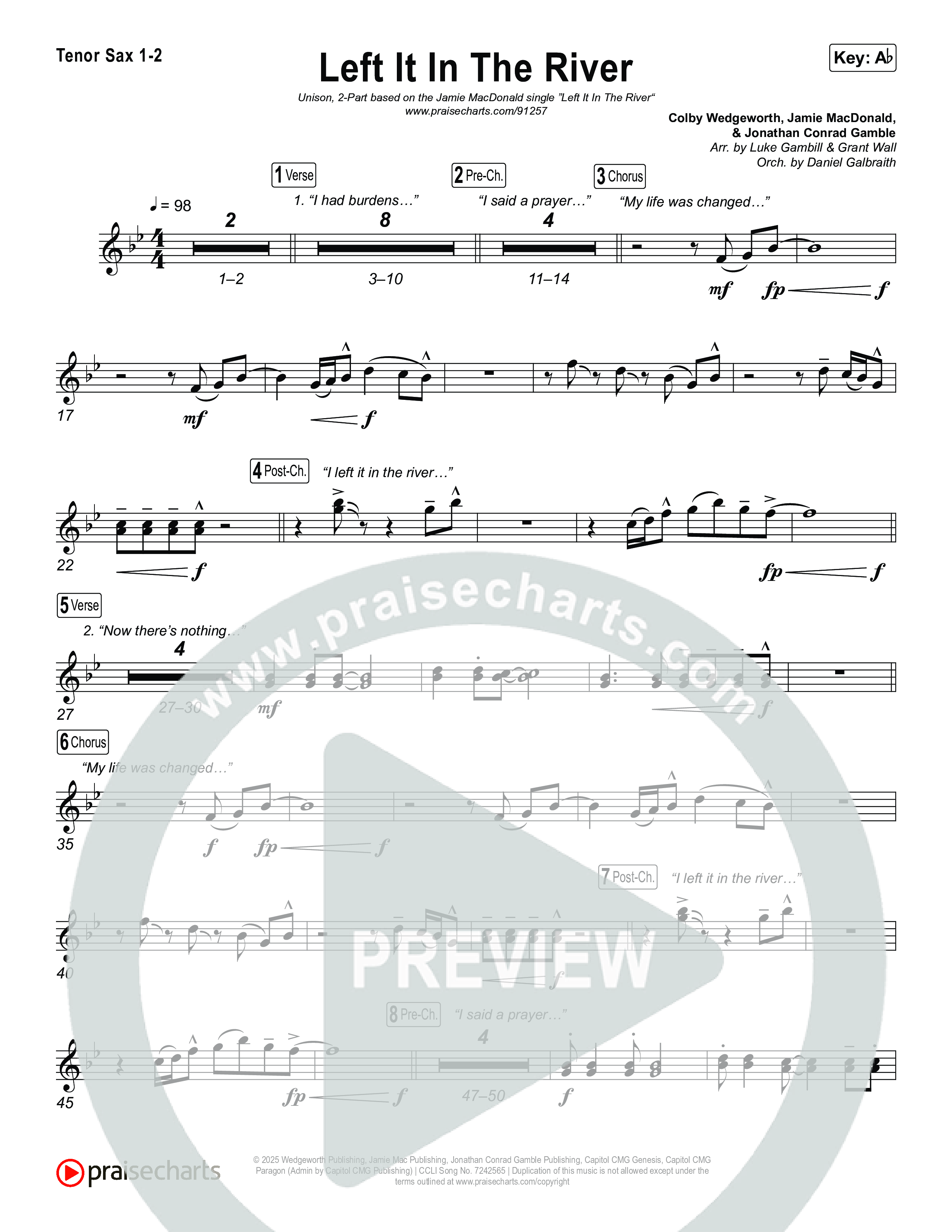 Left It In The River (Unison/2-Part) Sax Pack (Jamie MacDonald / Arr. Luke Gambill)