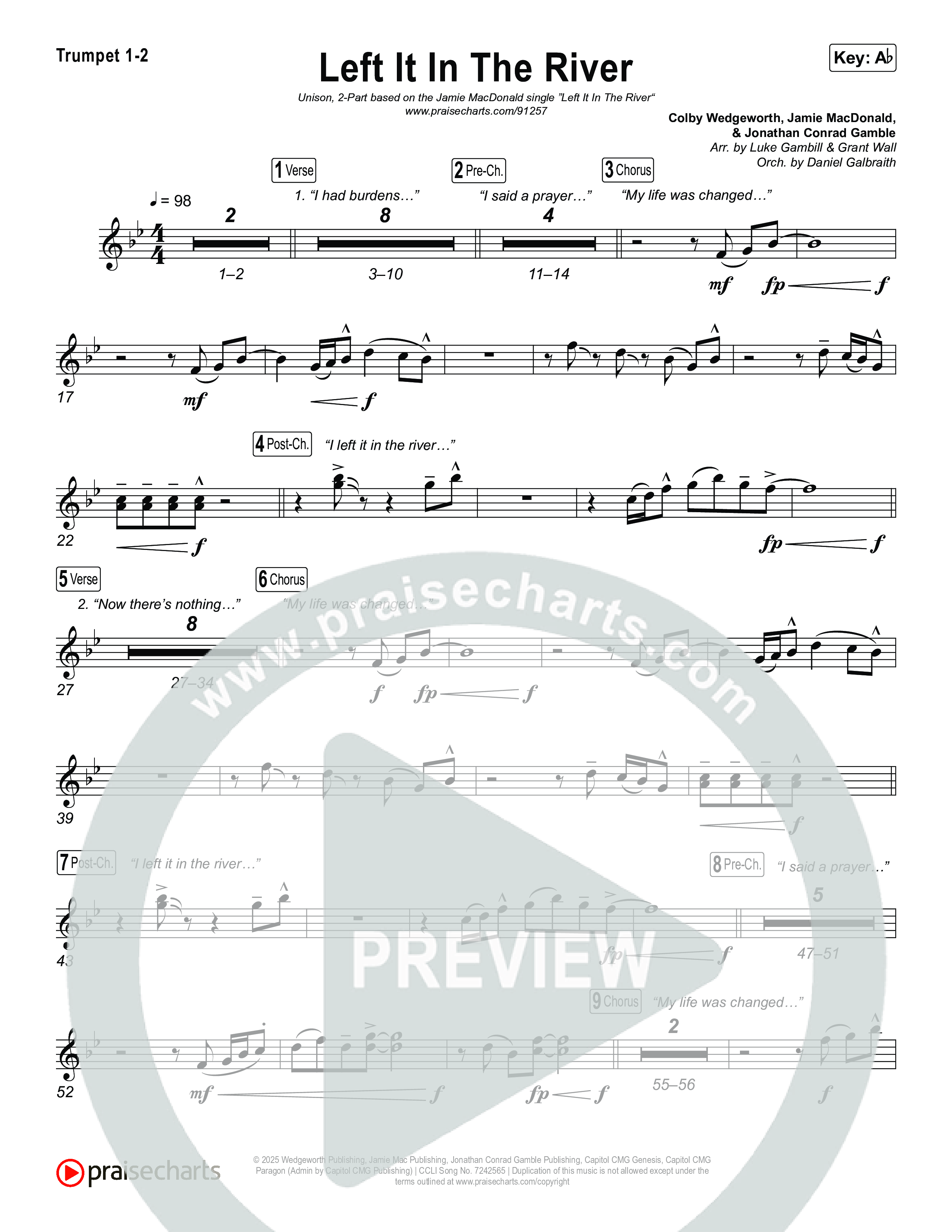 Left It In The River (Unison/2-Part) Brass Pack (Jamie MacDonald / Arr. Luke Gambill)