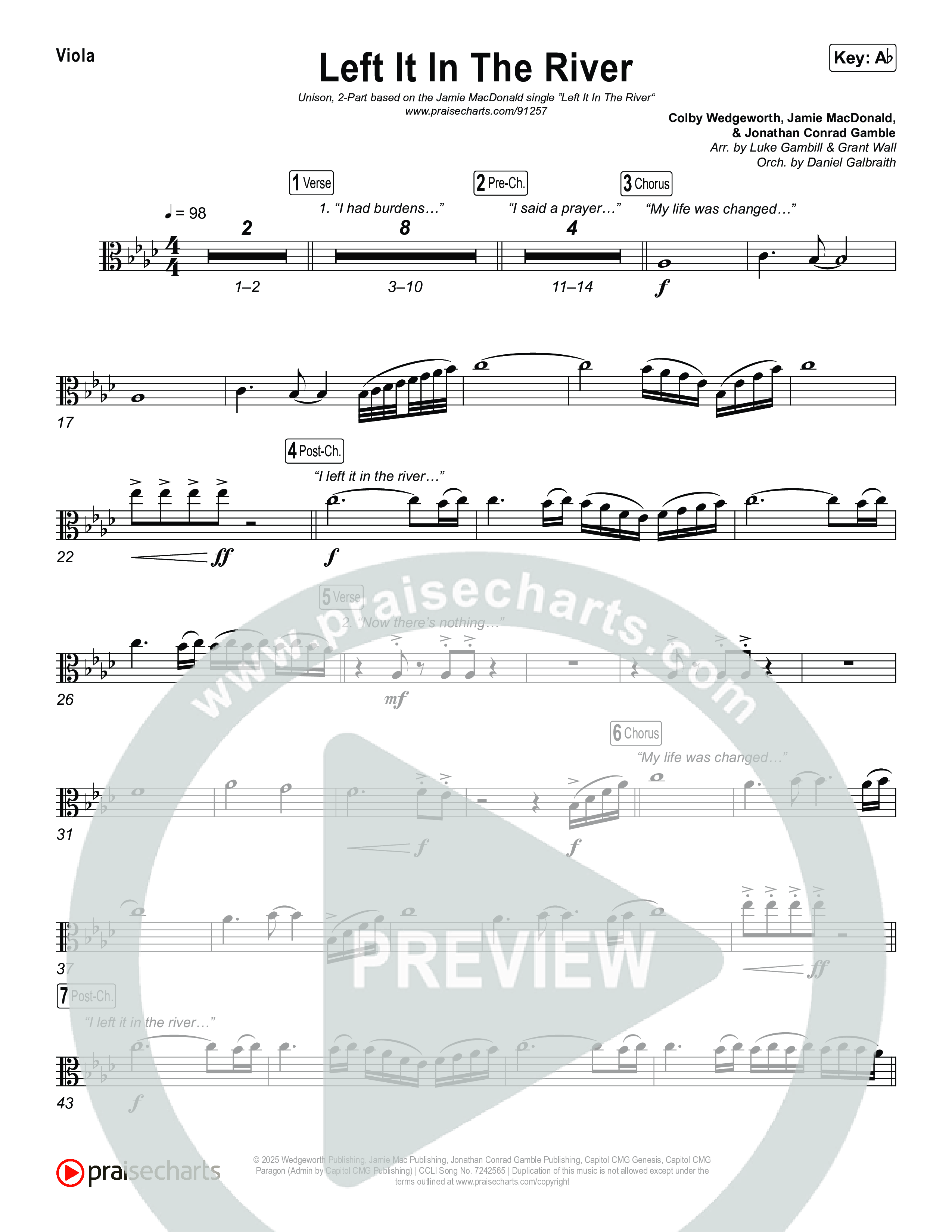 Left It In The River (Unison/2-Part) String Pack (Jamie MacDonald / Arr. Luke Gambill)