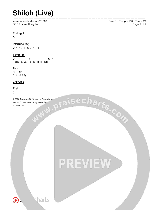 Shiloh (Live) Chords & Lyrics (DOE / Israel Houghton)