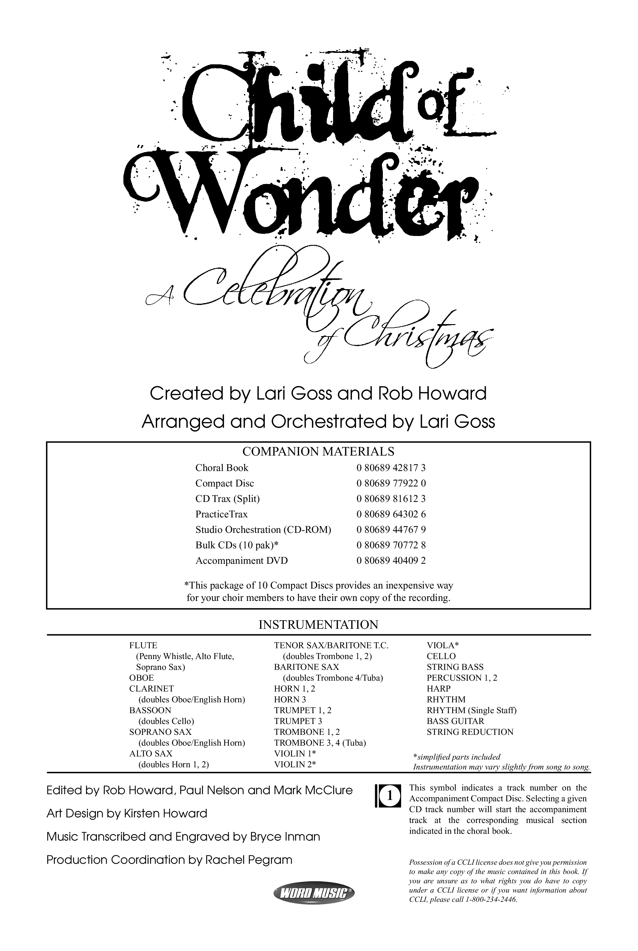 Child Of Wonder (10 Song Choral Collection) Choral Book (Word Music Choral / Arr. Lari Goss)