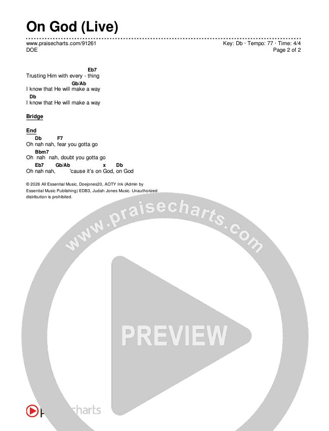 On God (Live) Chords & Lyrics (DOE)