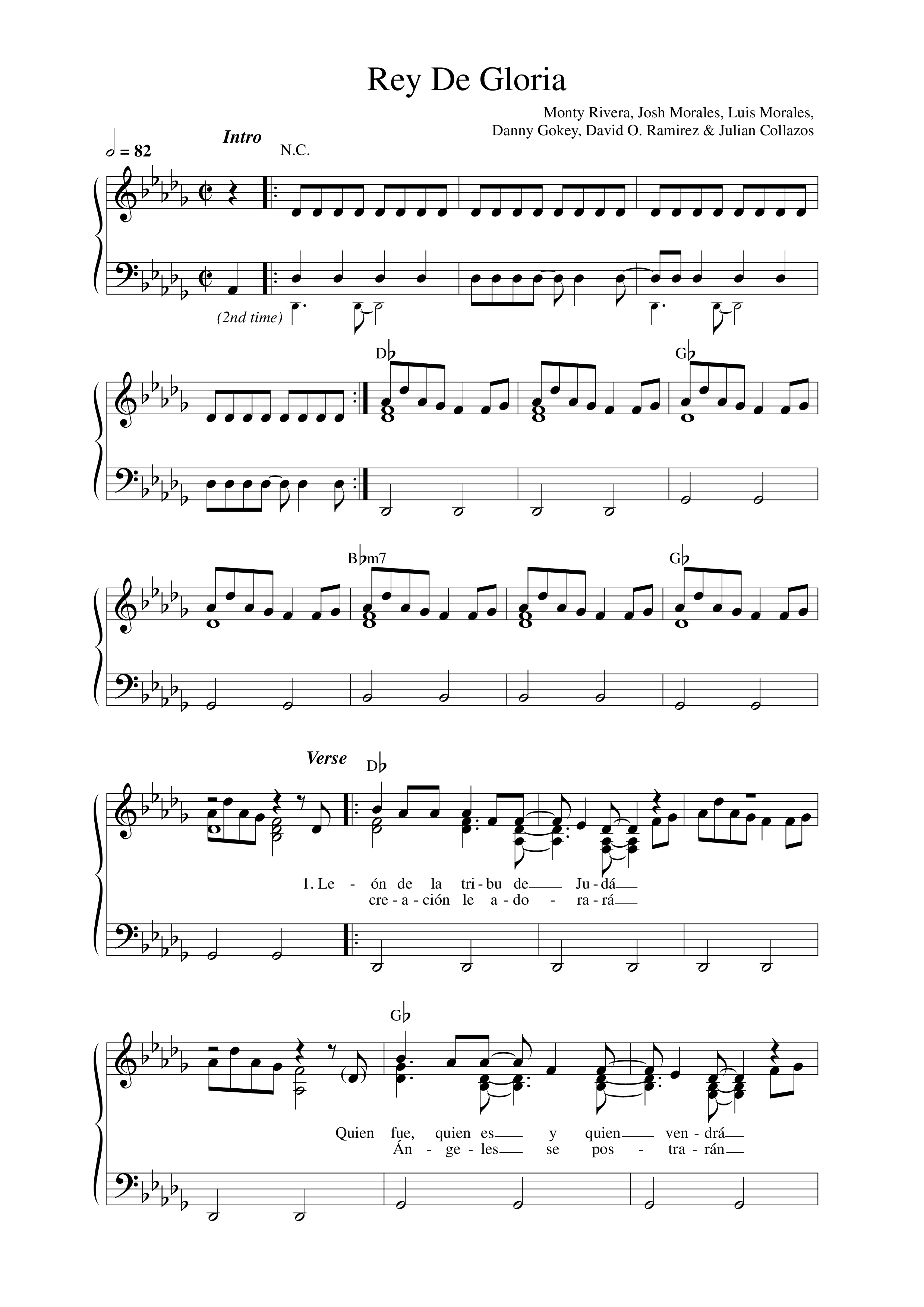 Rey De Gloria Lead Sheet Melody (Aline Barros / Danny Gokey)