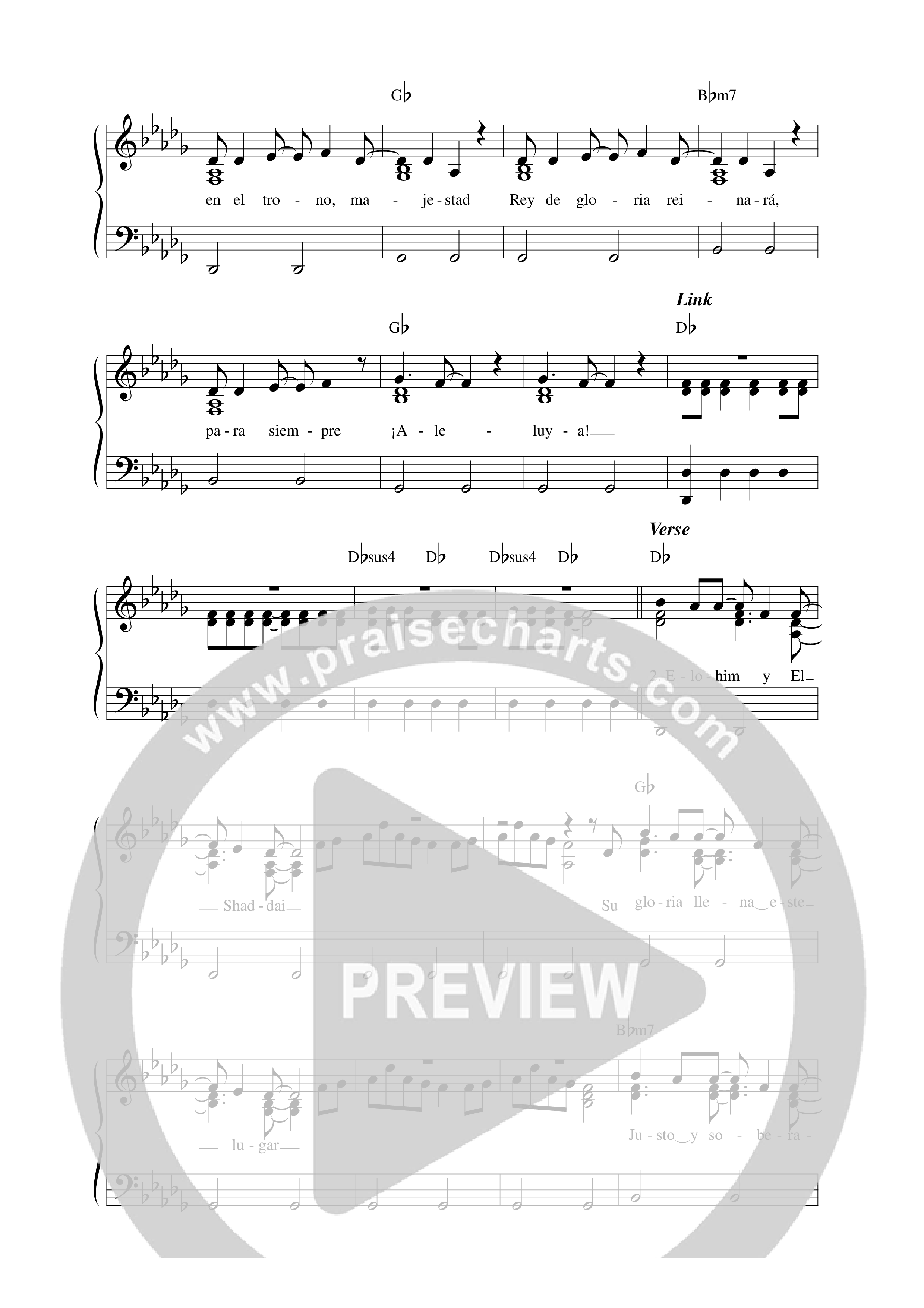 Rey De Gloria Lead Sheet Melody (Aline Barros / Danny Gokey)