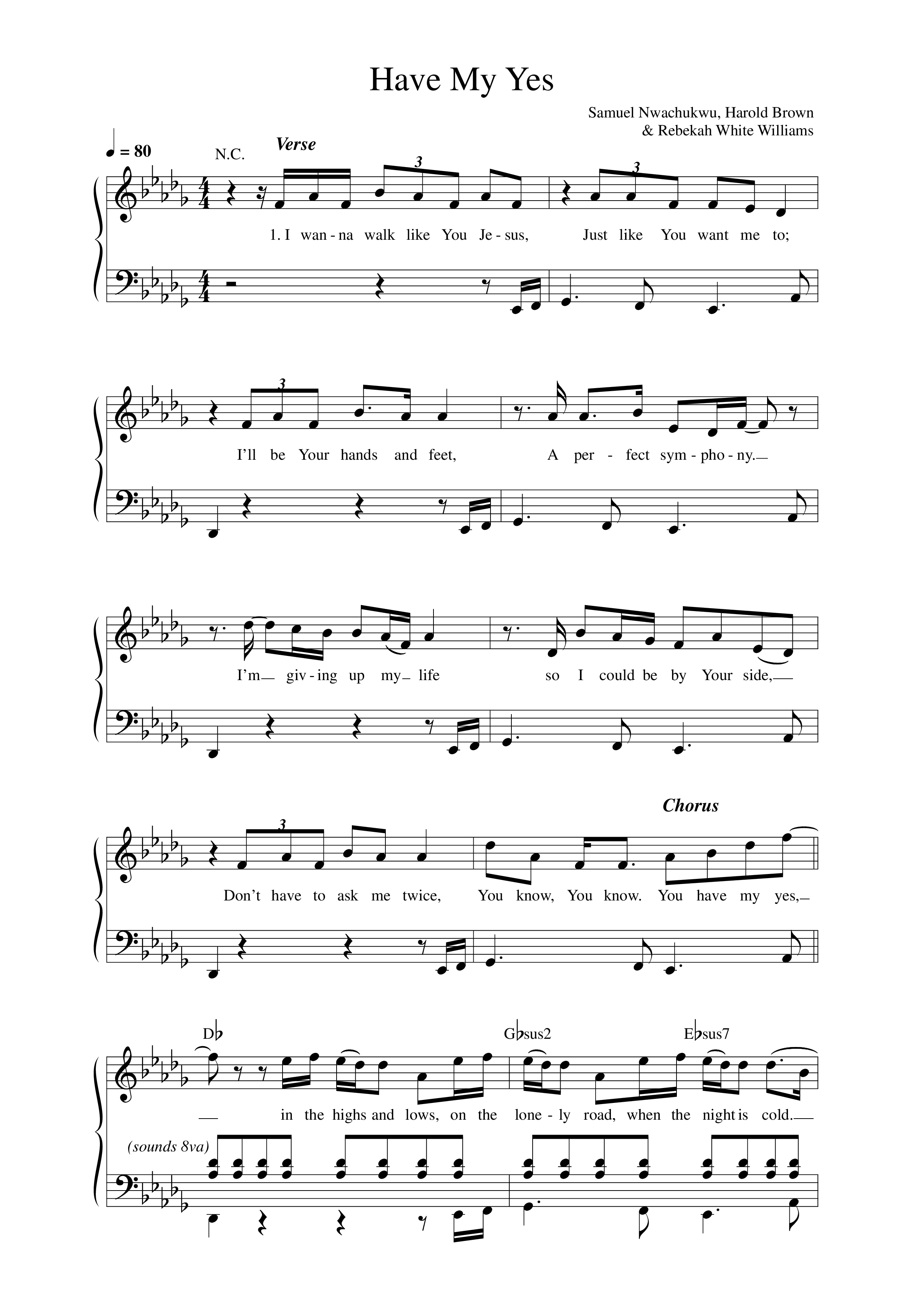 Have My Yes Lead Sheet Melody (CalledOut Music)