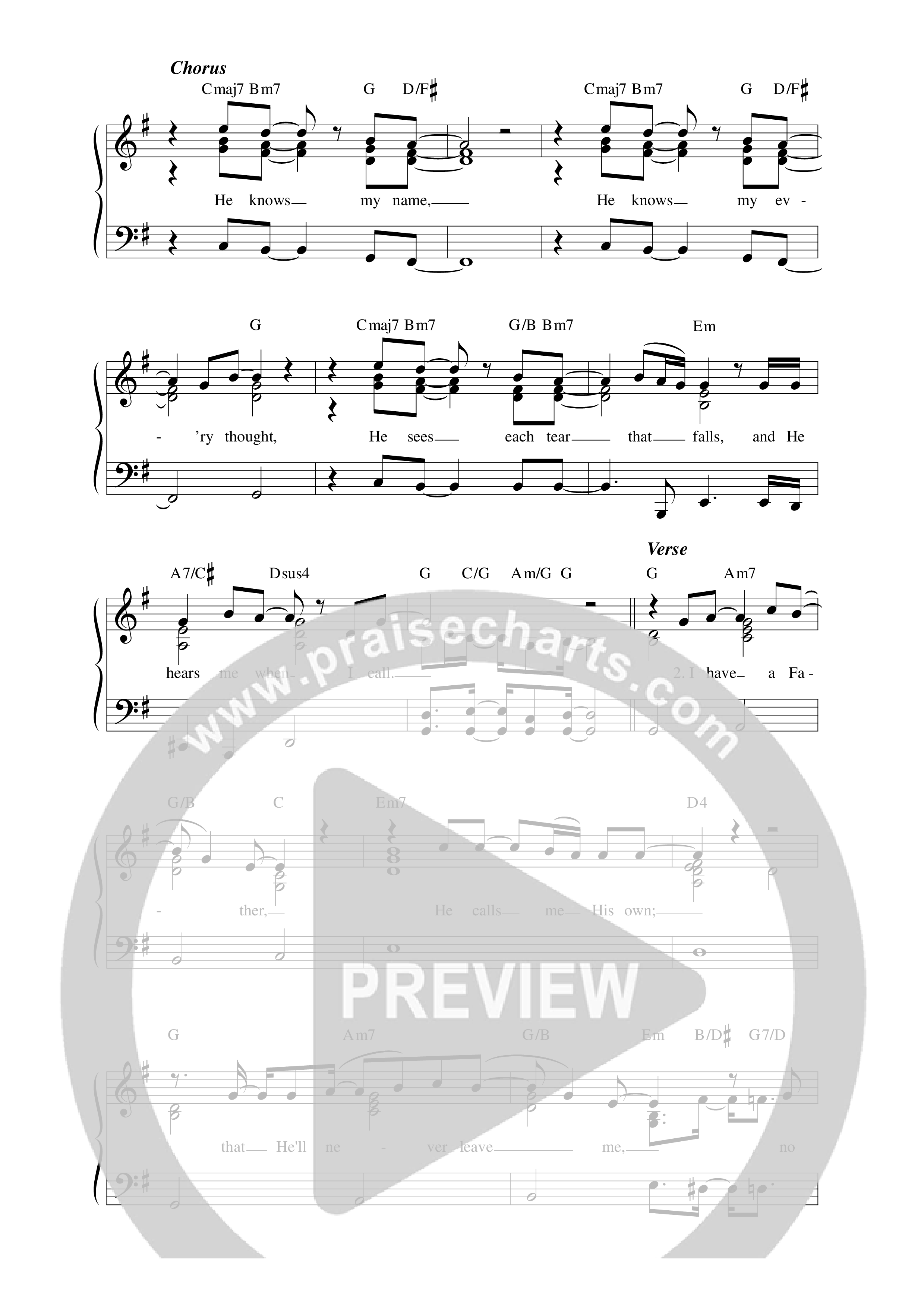 He Knows My Name Lead Sheet Melody (CalledOut Music)