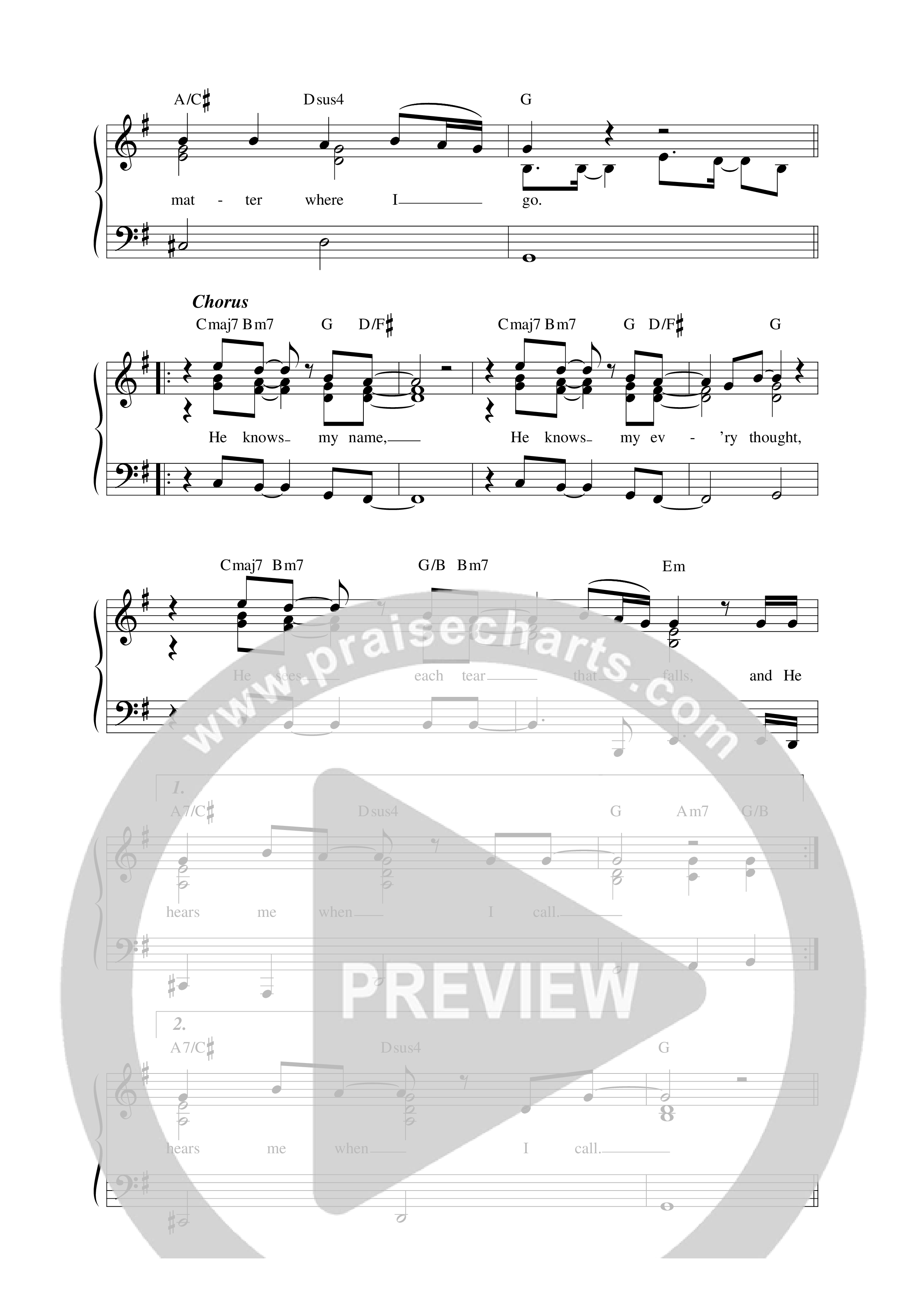 He Knows My Name Lead Sheet Melody (CalledOut Music)