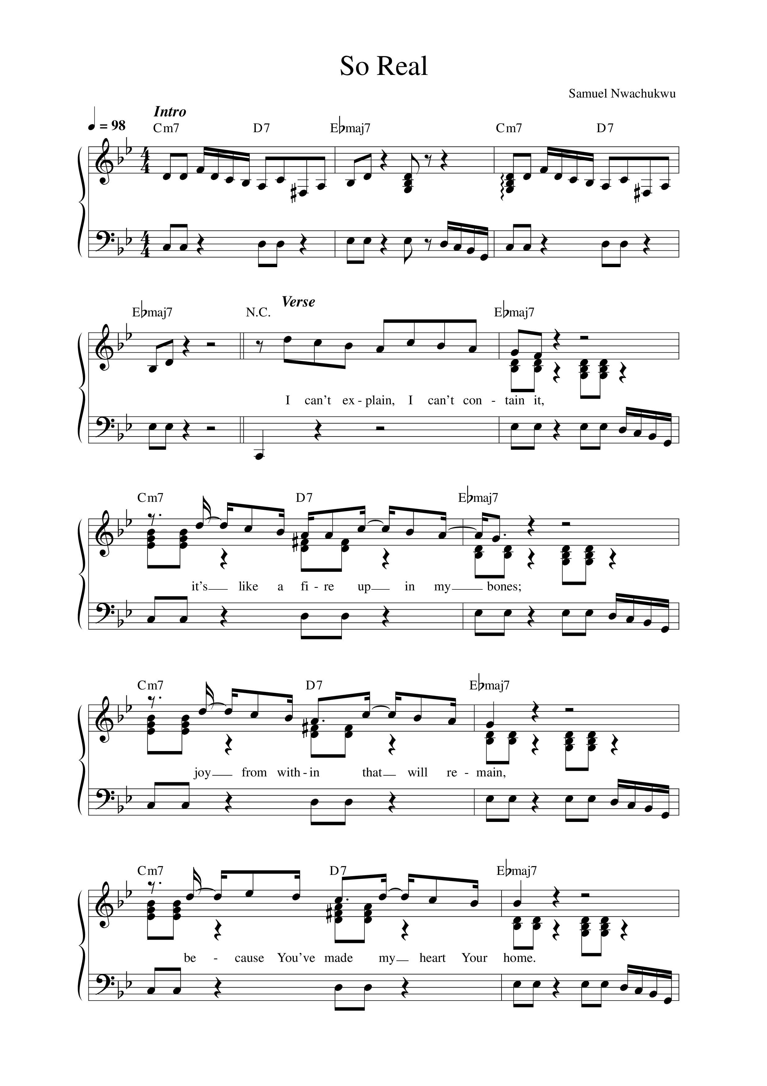 So Real Lead Sheet Melody (CalledOut Music)