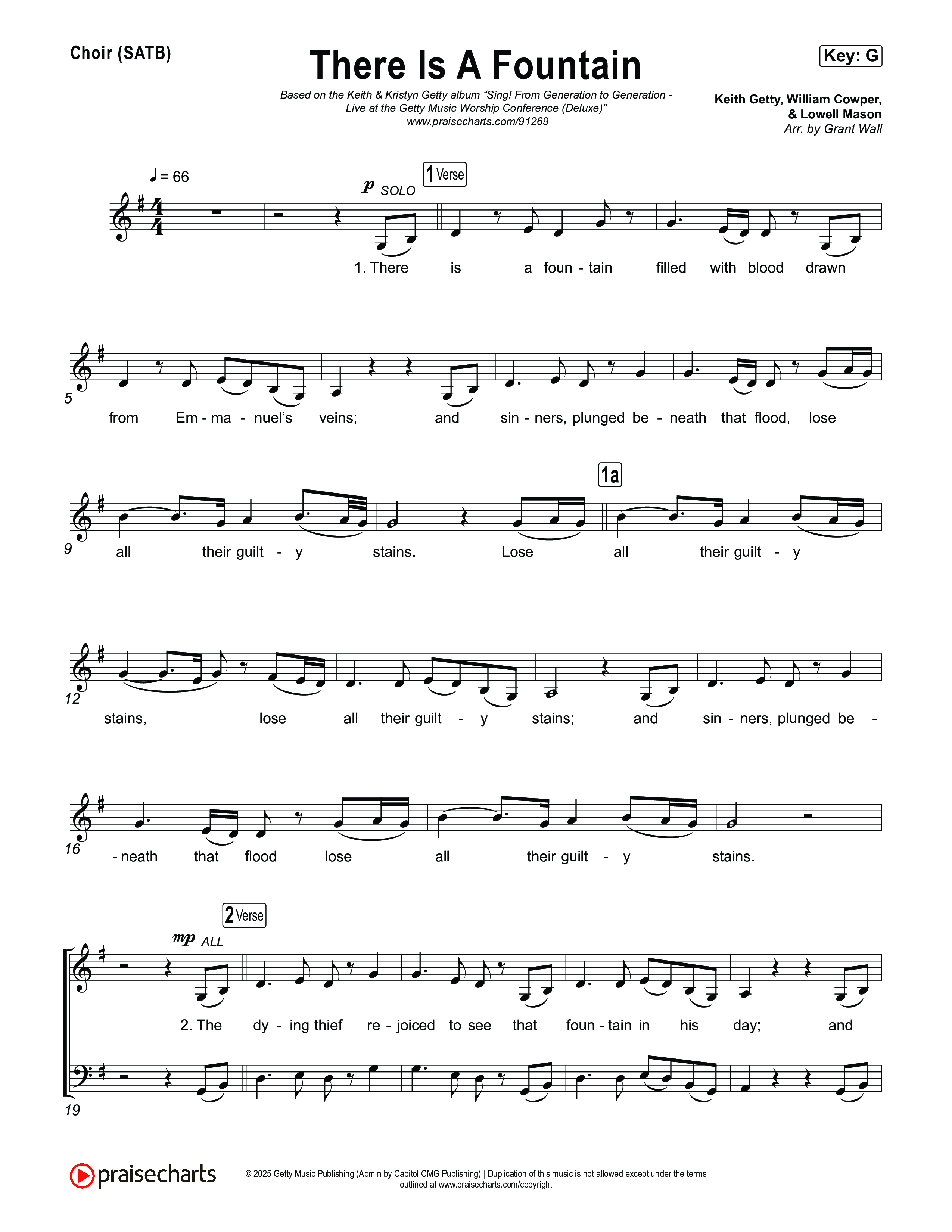There Is A Fountain Choir Sheet (SATB) (Keith & Kristyn Getty)