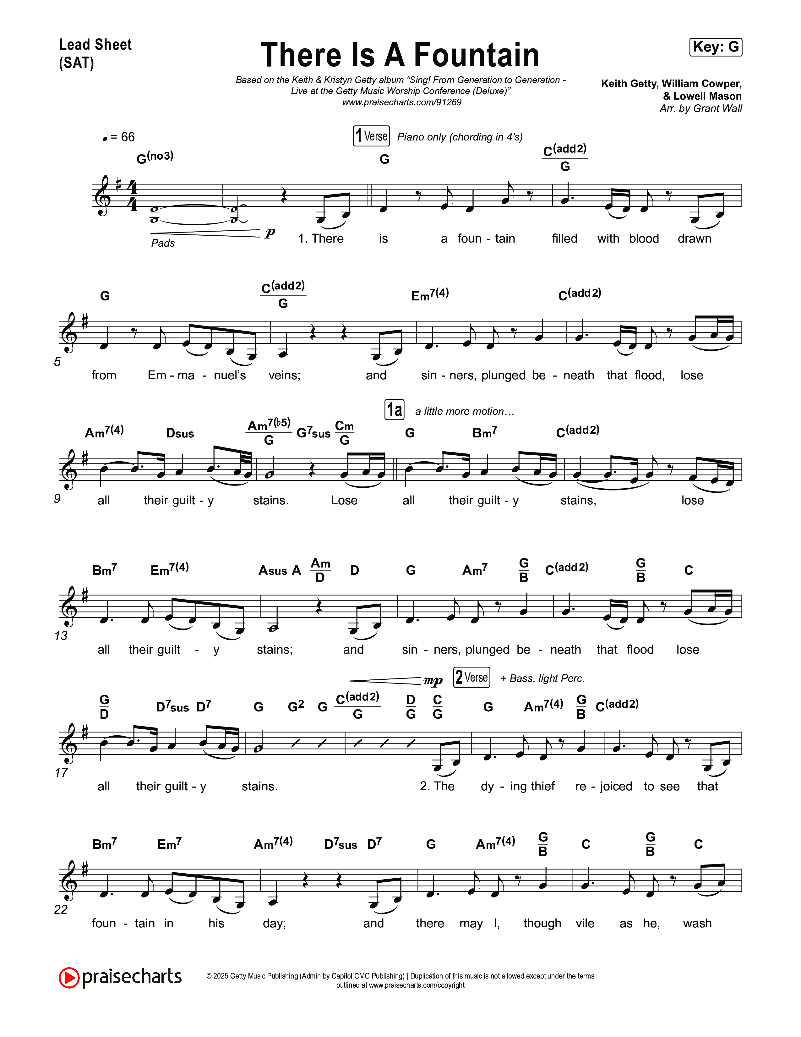 There Is A Fountain Lead Sheet (SAT) (Keith & Kristyn Getty)