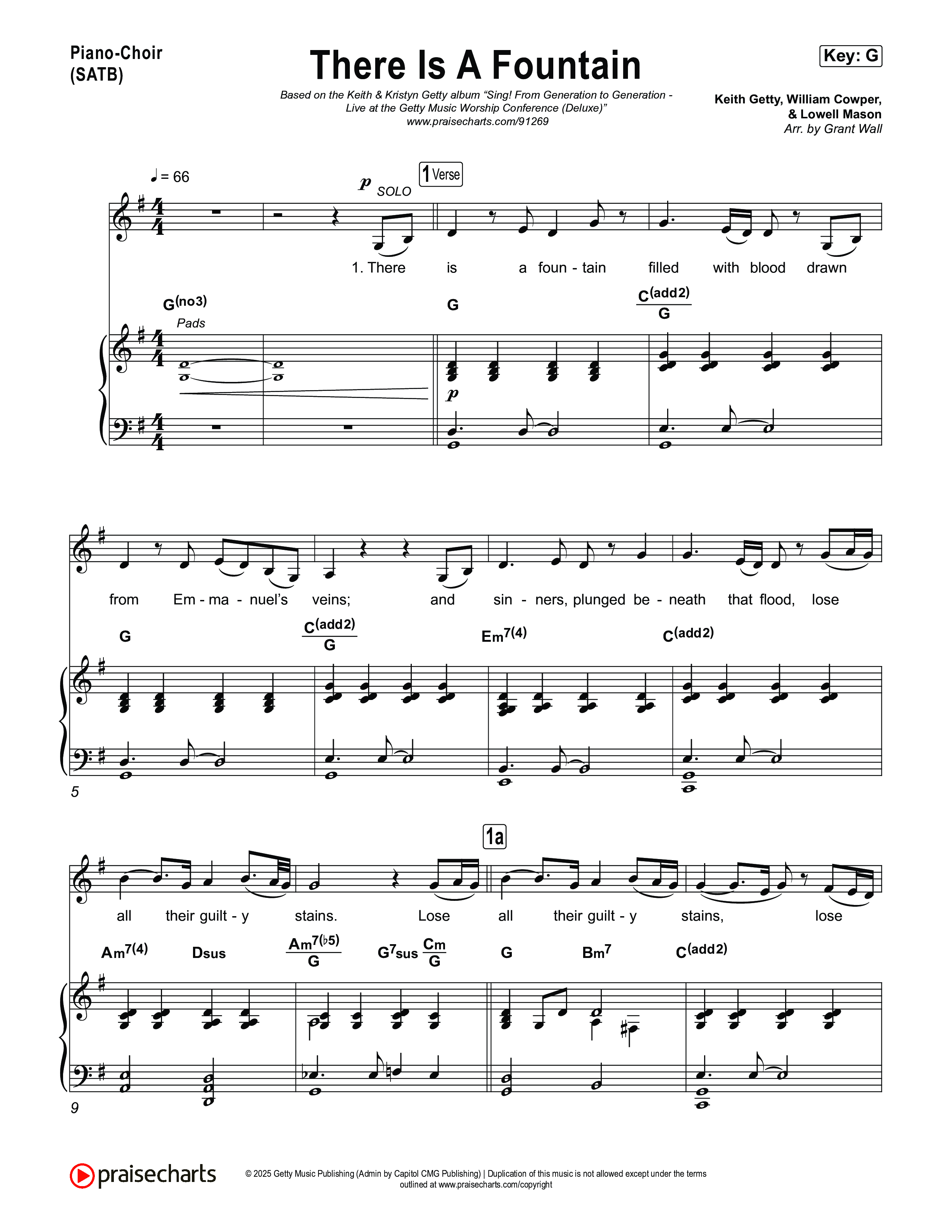 There Is A Fountain Piano/Vocal Pack (Keith & Kristyn Getty)