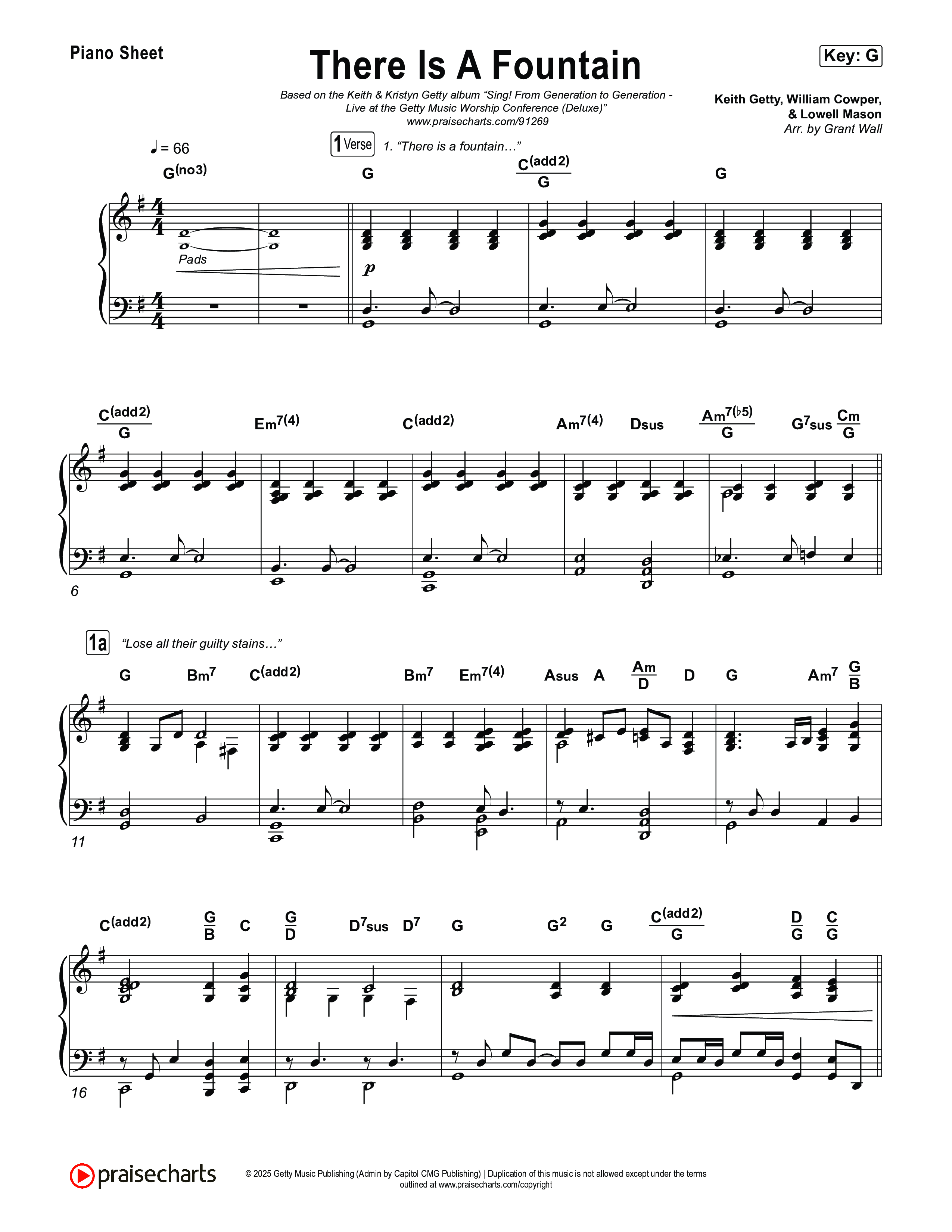 There Is A Fountain Piano Sheet (Keith & Kristyn Getty)