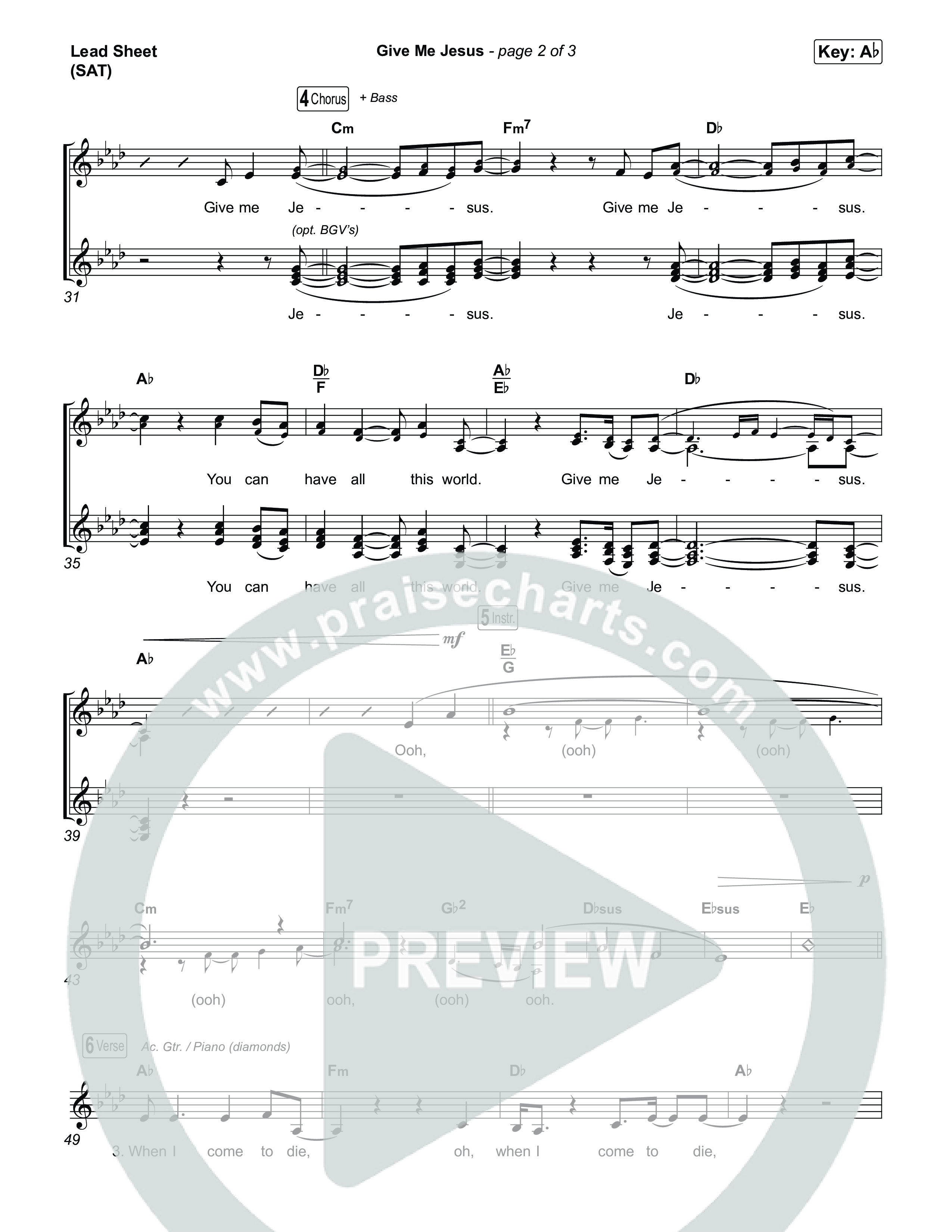 Give Me Jesus Lead Sheet (SAT) (Keith & Kristyn Getty / Sonya Isaacs Yeary)