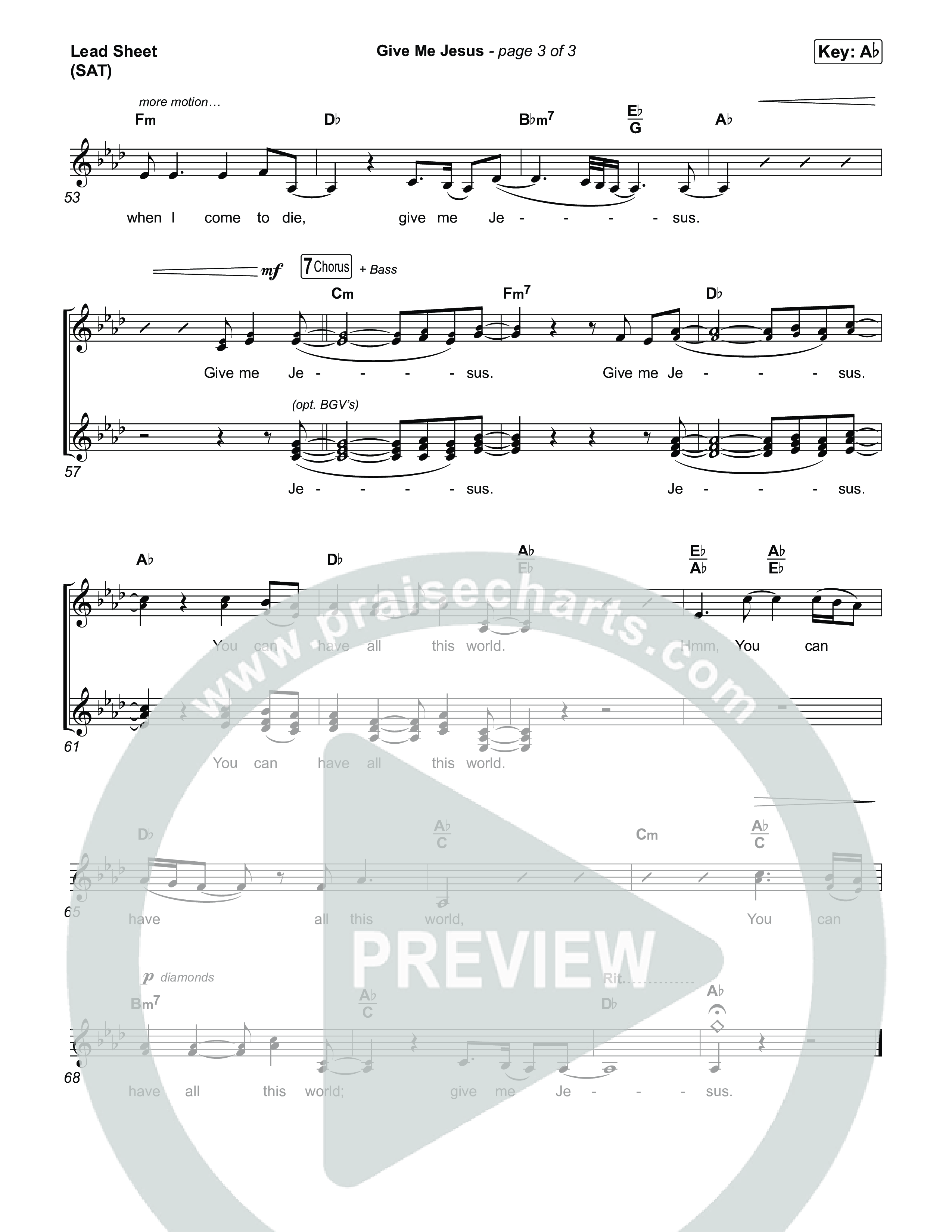 Give Me Jesus Lead Sheet (SAT) (Keith & Kristyn Getty / Sonya Isaacs Yeary)