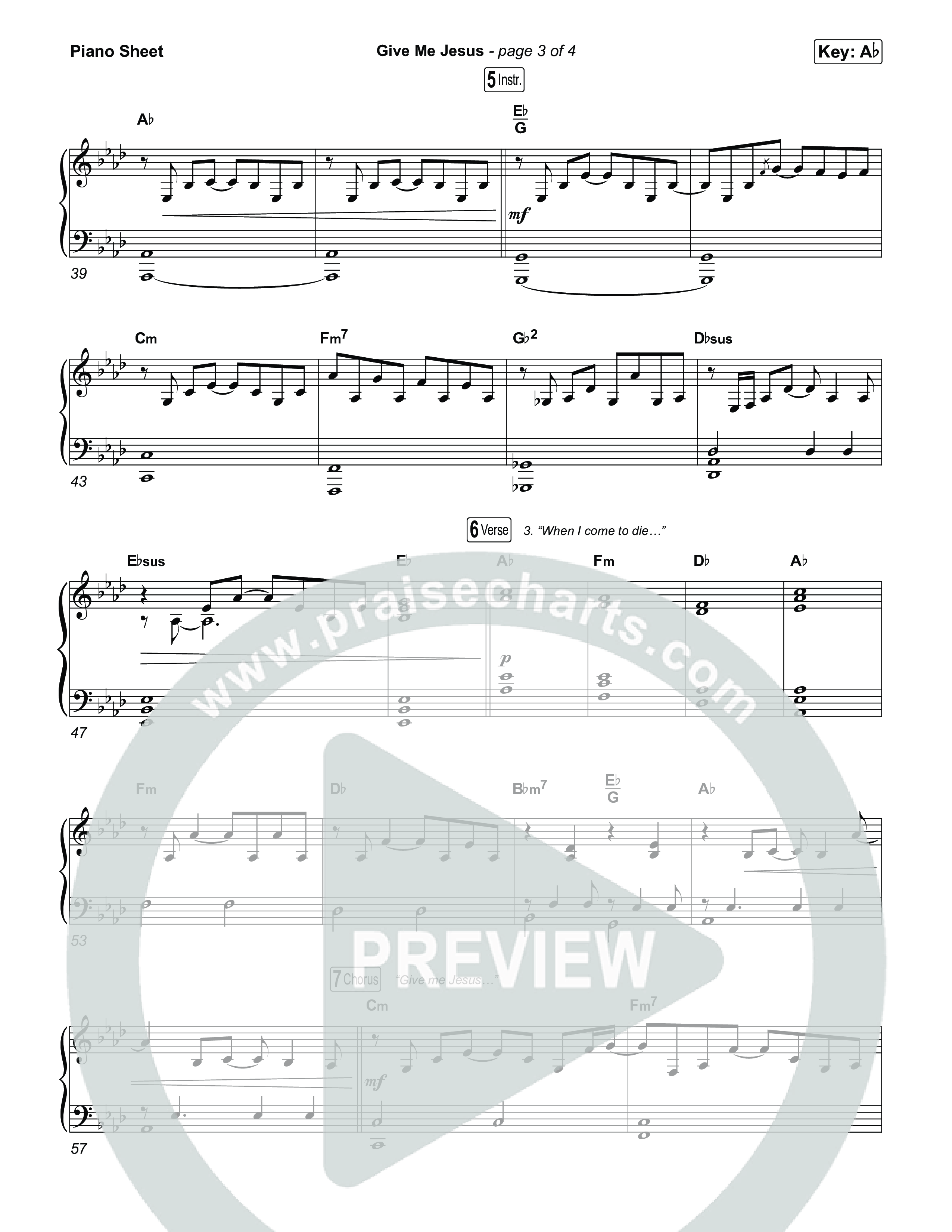 Give Me Jesus Piano Sheet (Keith & Kristyn Getty / Sonya Isaacs Yeary)