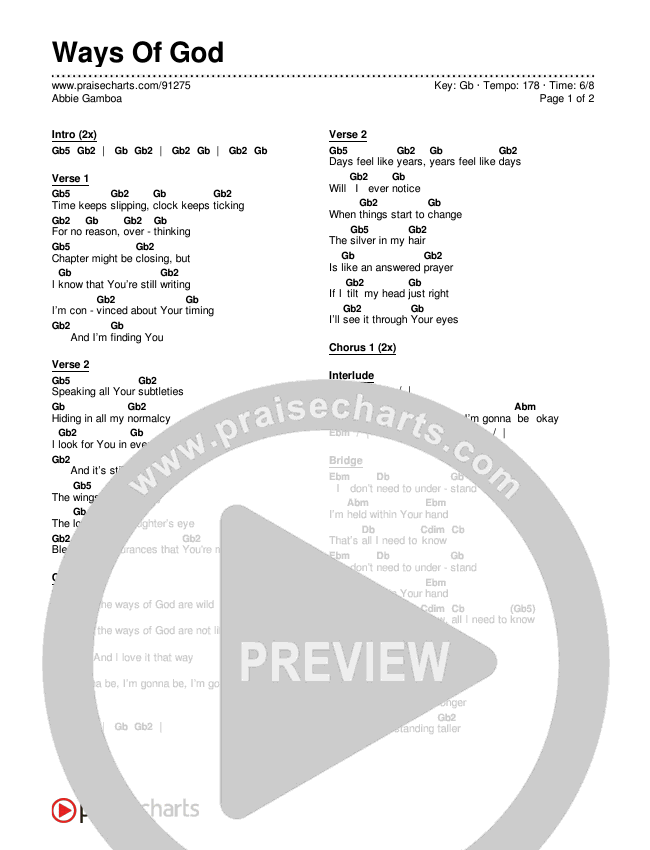 Ways Of God Chords & Lyrics (Abbie Gamboa)
