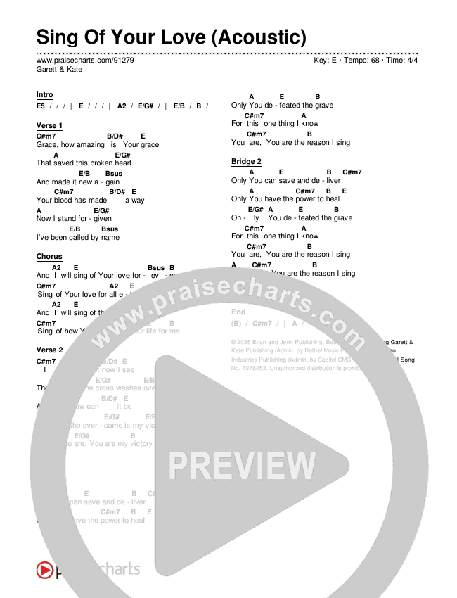 Sing Of Your Love (Acoustic) Chords & Lyrics (Garett & Kate)