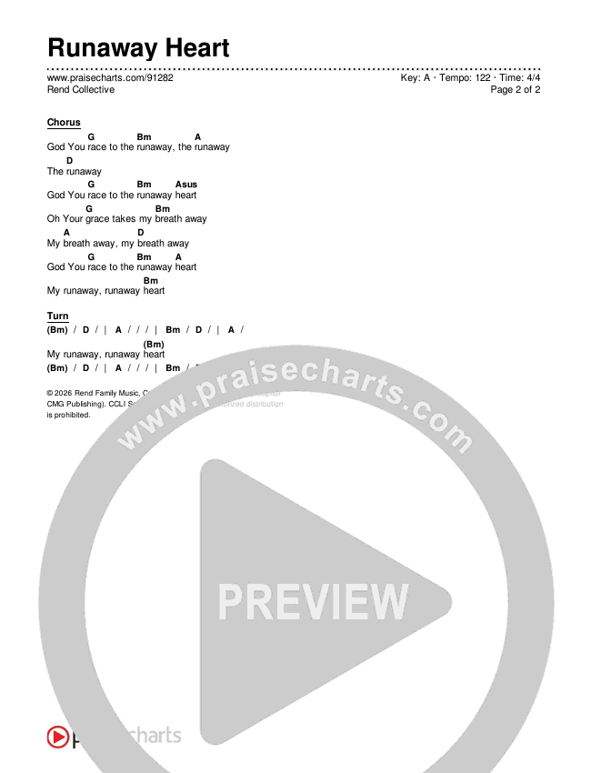 Runaway Heart Chords & Lyrics (Rend Collective)