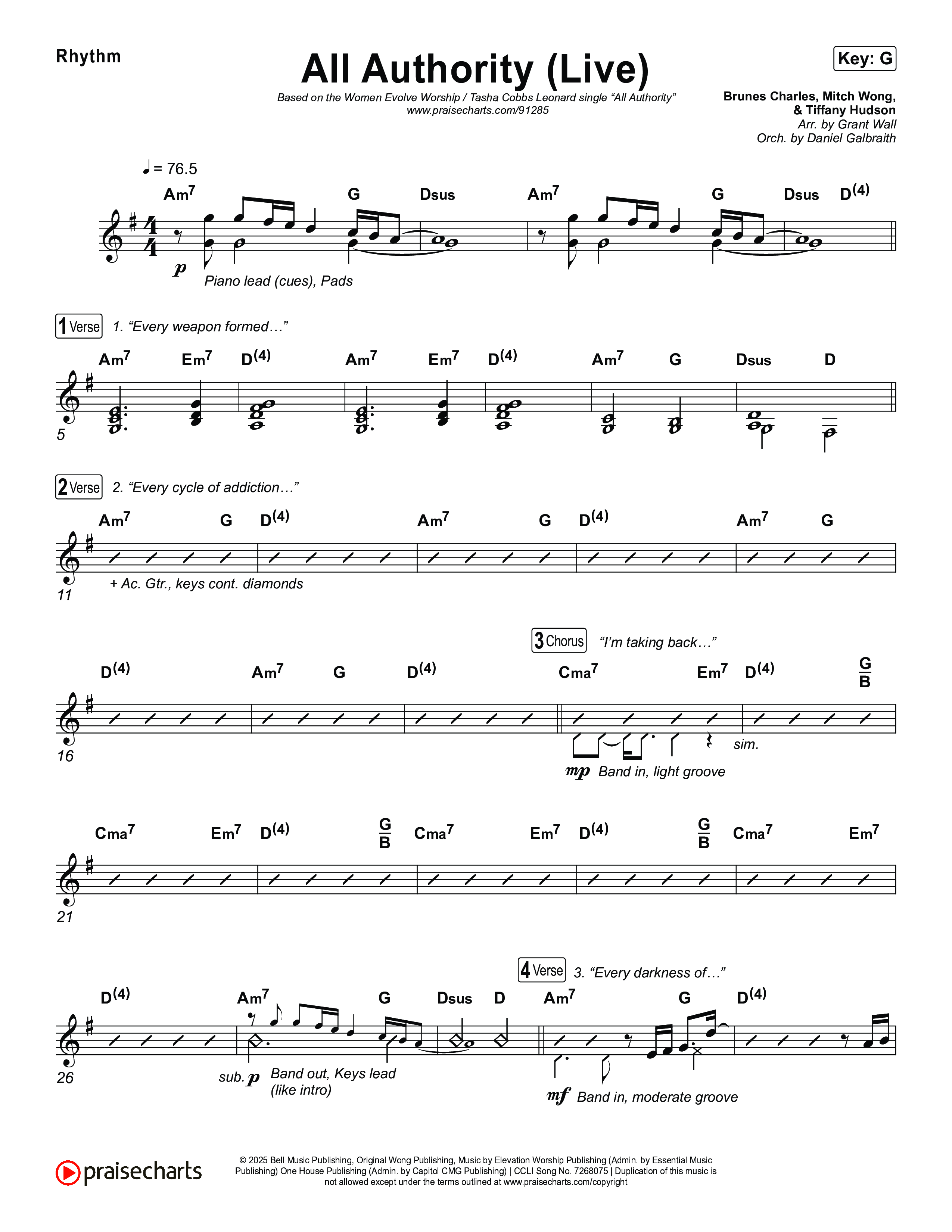 All Authority (Live) Rhythm Chart (Women Evolve Worship / Tasha Cobbs Leonard)