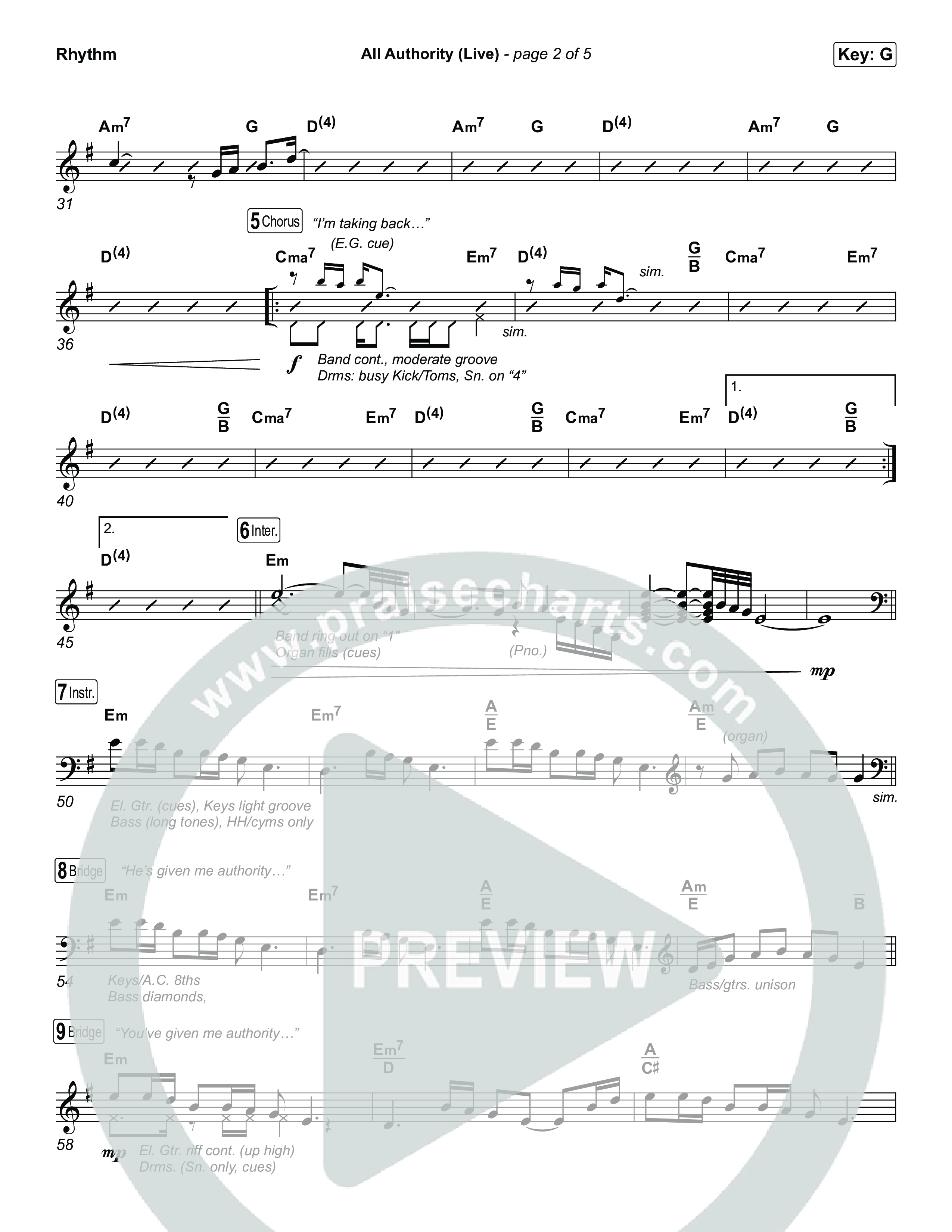 All Authority (Live) Rhythm Chart (Women Evolve Worship / Tasha Cobbs Leonard)