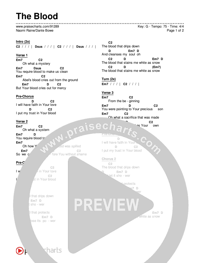 The Blood Chords & Lyrics (Naomi Raine / Dante Bowe)