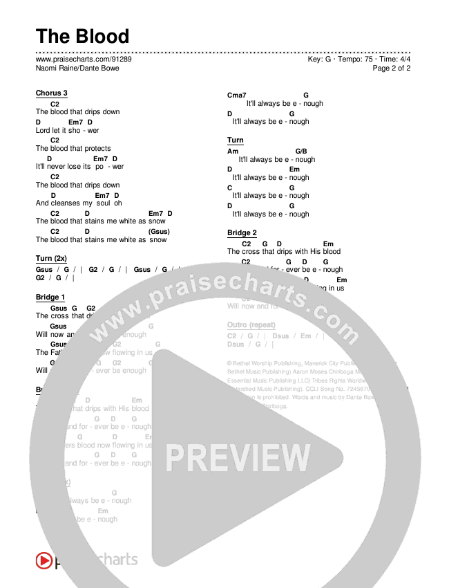 The Blood Chords & Lyrics (Naomi Raine / Dante Bowe)