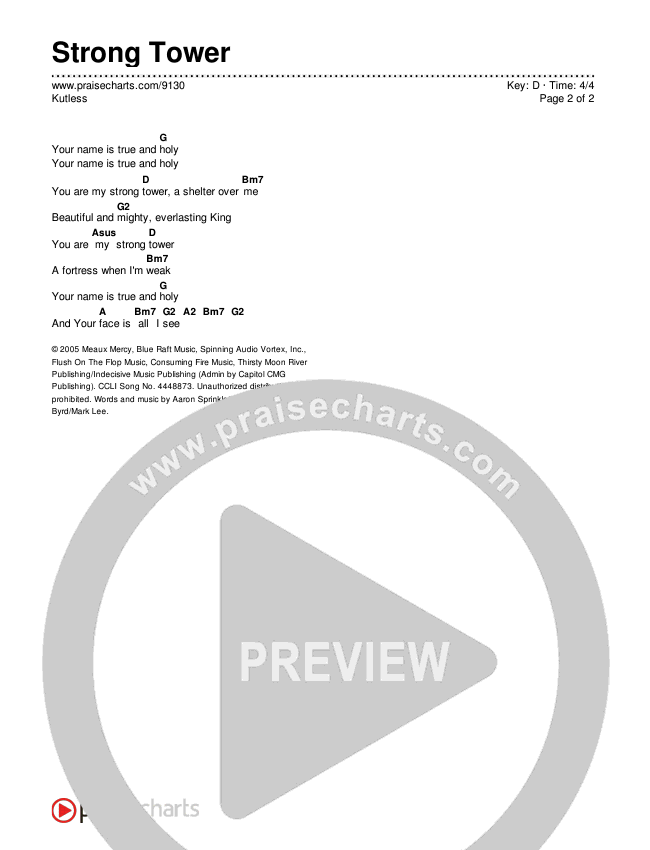 Strong Tower Chords & Lyrics (Kutless)