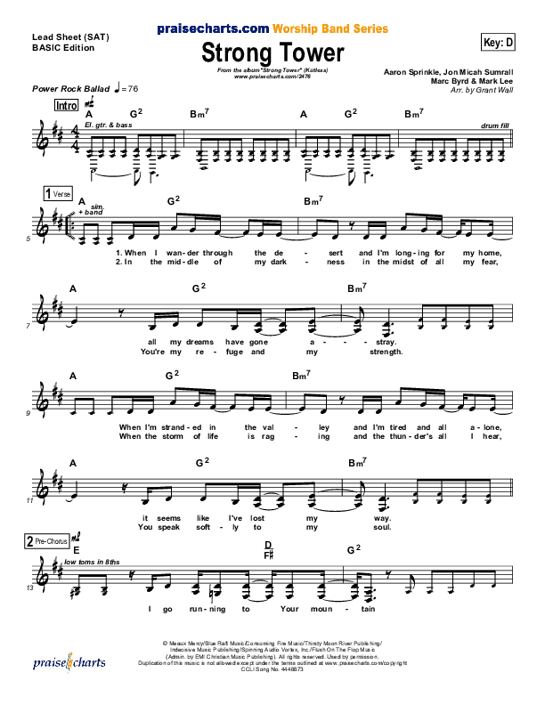 Strong Tower Lead Sheet (SAT) (Kutless)