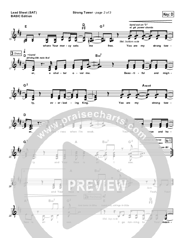 Strong Tower Lead Sheet (SAT) (Kutless)