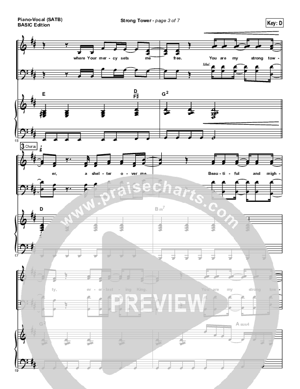 Strong Tower Piano/Vocal (SATB) (Kutless)