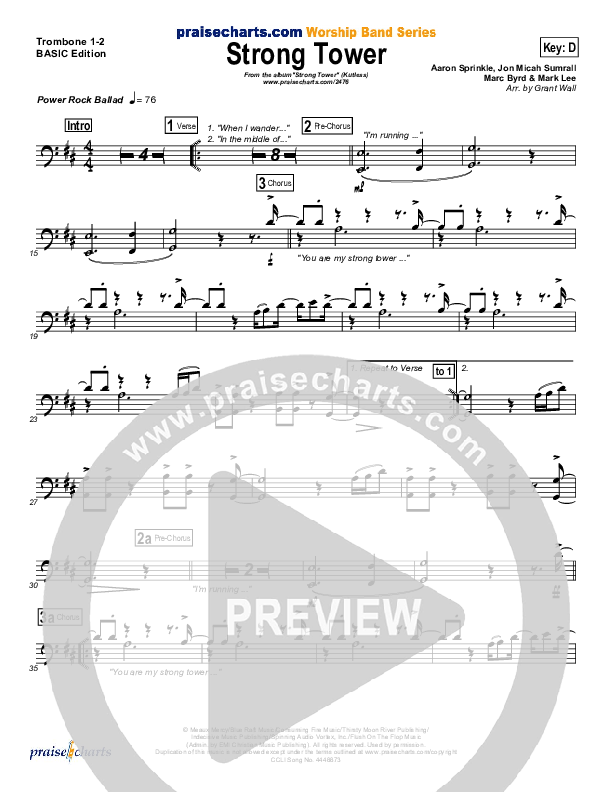 Strong Tower Trombone 1/2 (Kutless)