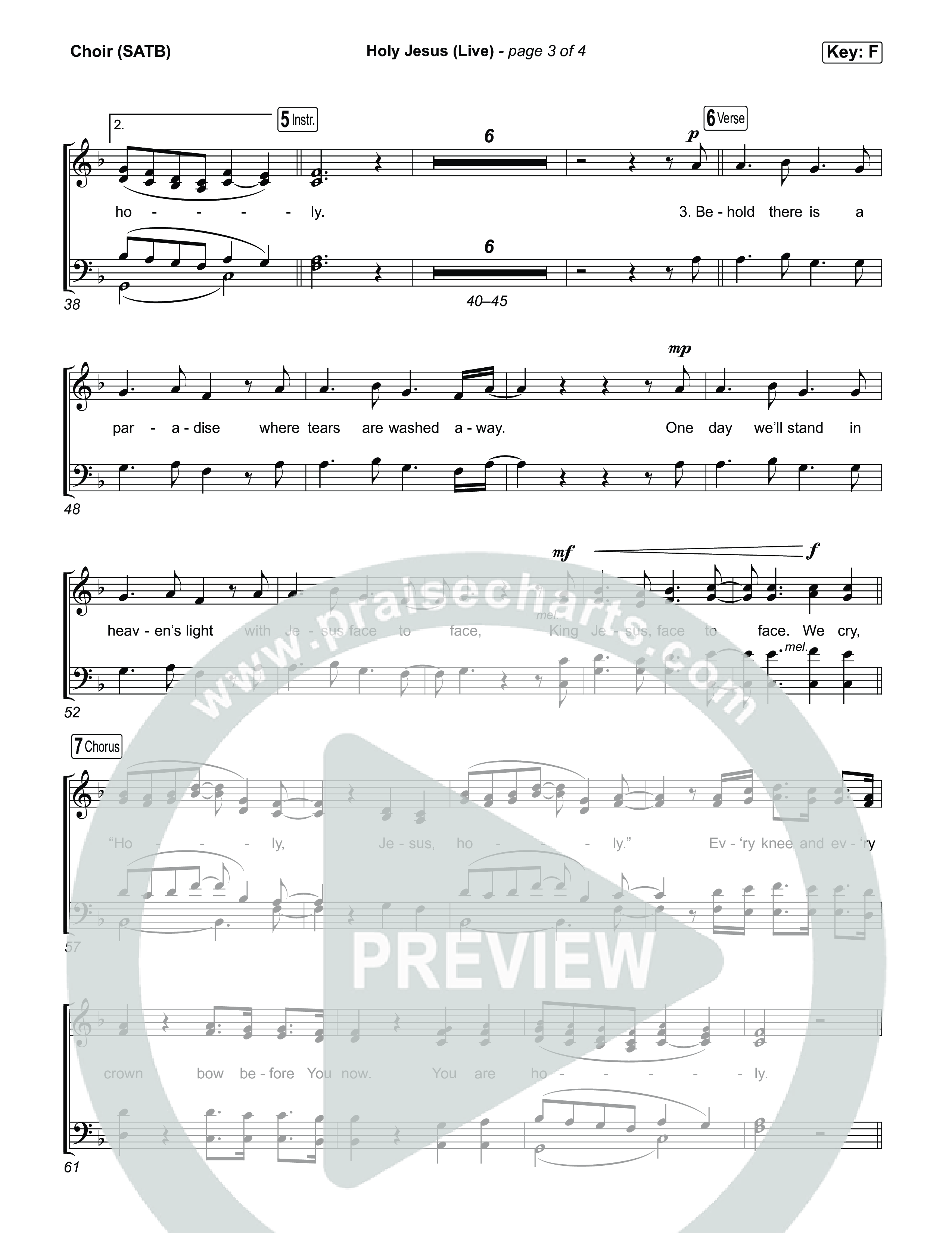 Holy Jesus (Live) Choir Sheet (SATB) (Aodhan King / Benjamin William Hastings / Kari Jobe)