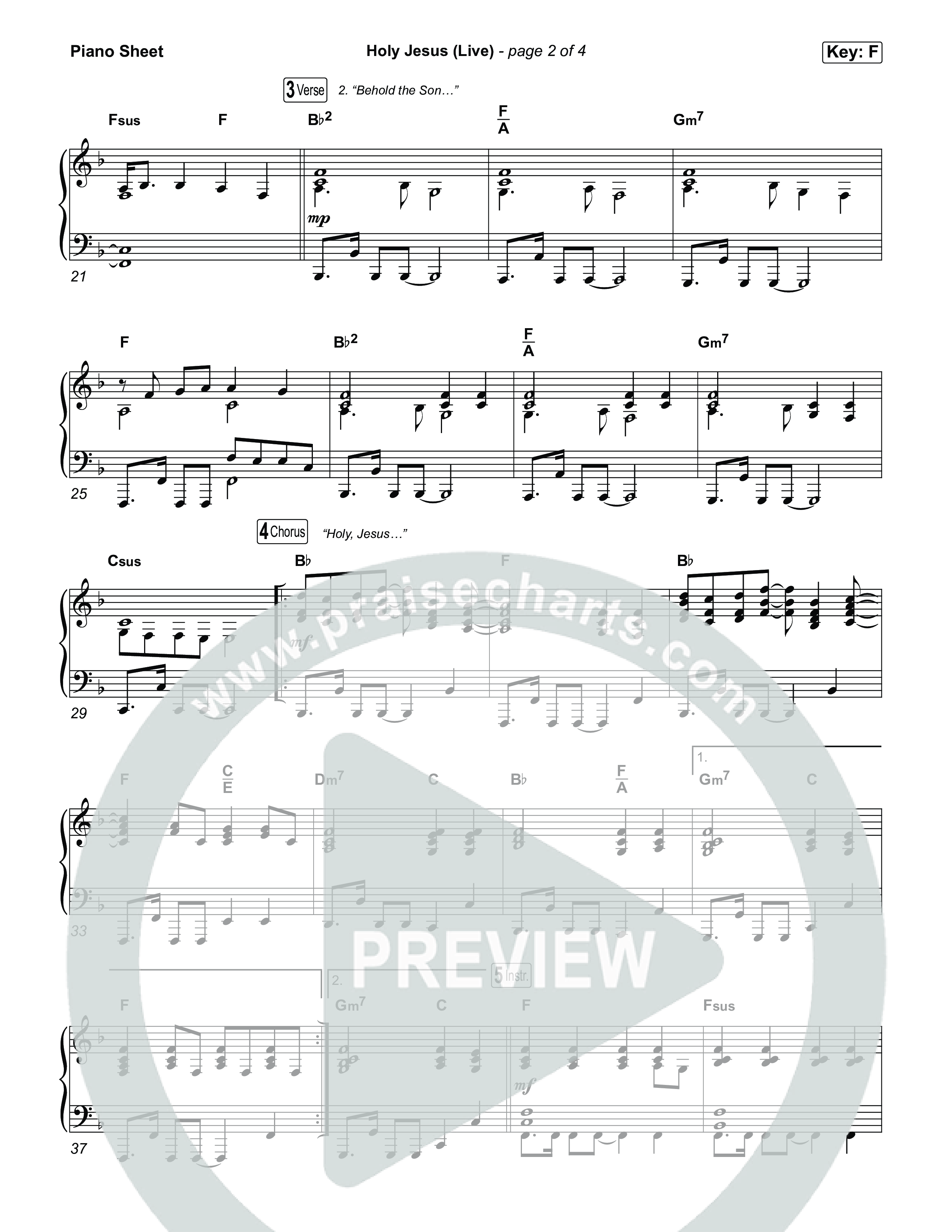 Holy Jesus (Live) Piano Sheet (Aodhan King / Benjamin William Hastings / Kari Jobe)
