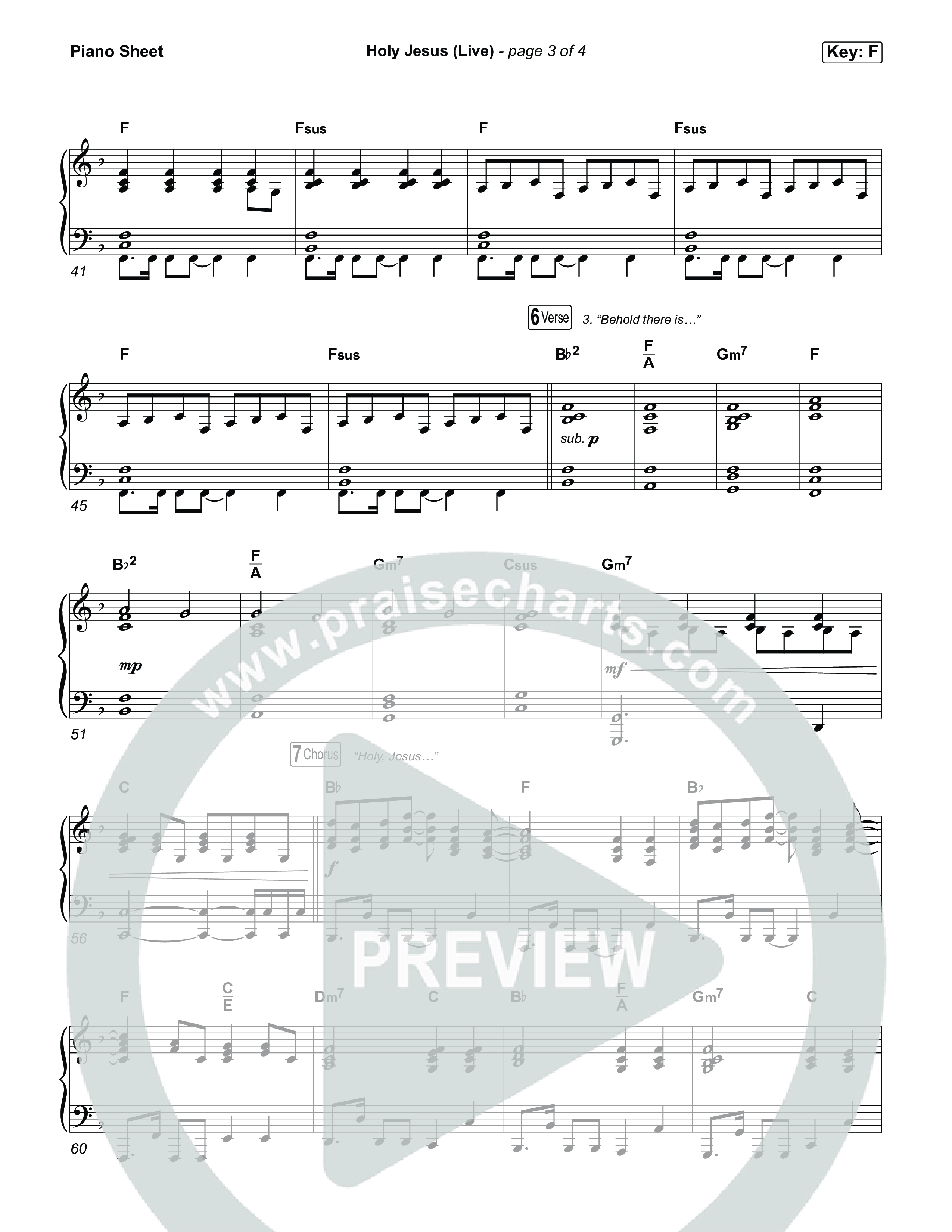 Holy Jesus (Live) Piano Sheet (Aodhan King / Benjamin William Hastings / Kari Jobe)