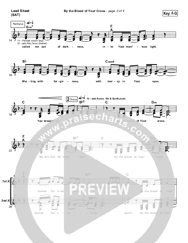 By The Blood Of Your Cross Lead Sheet (Brent Anderson)