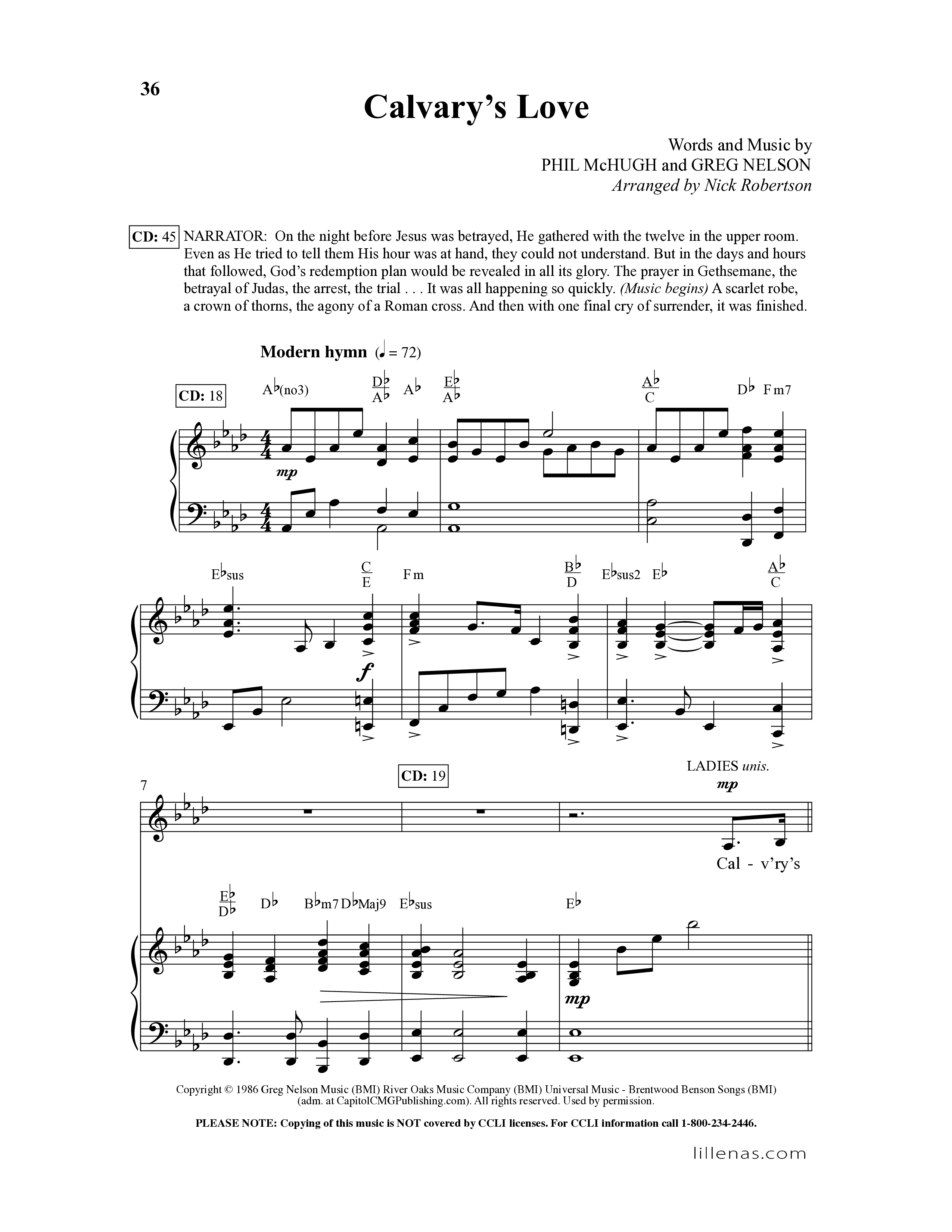 Calvary's Love Story (7 Song Choral Collection) Song 4 (Piano SATB) (Lillenas Choral / Arr. Nick Robertson)