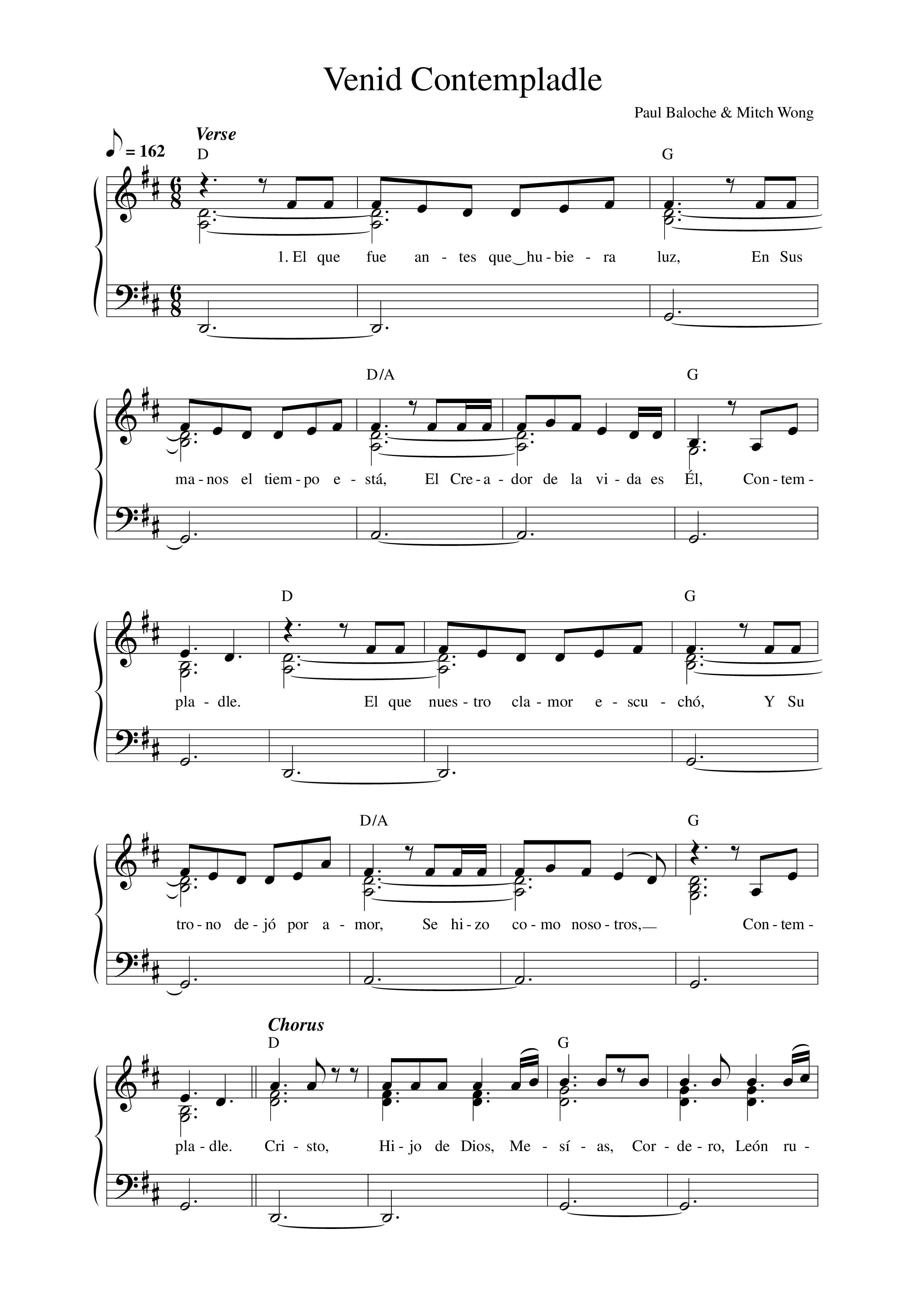 Venid Contempladle Lead Sheet Melody (Paul Baloche / Josh Morales / Waleska Morales)