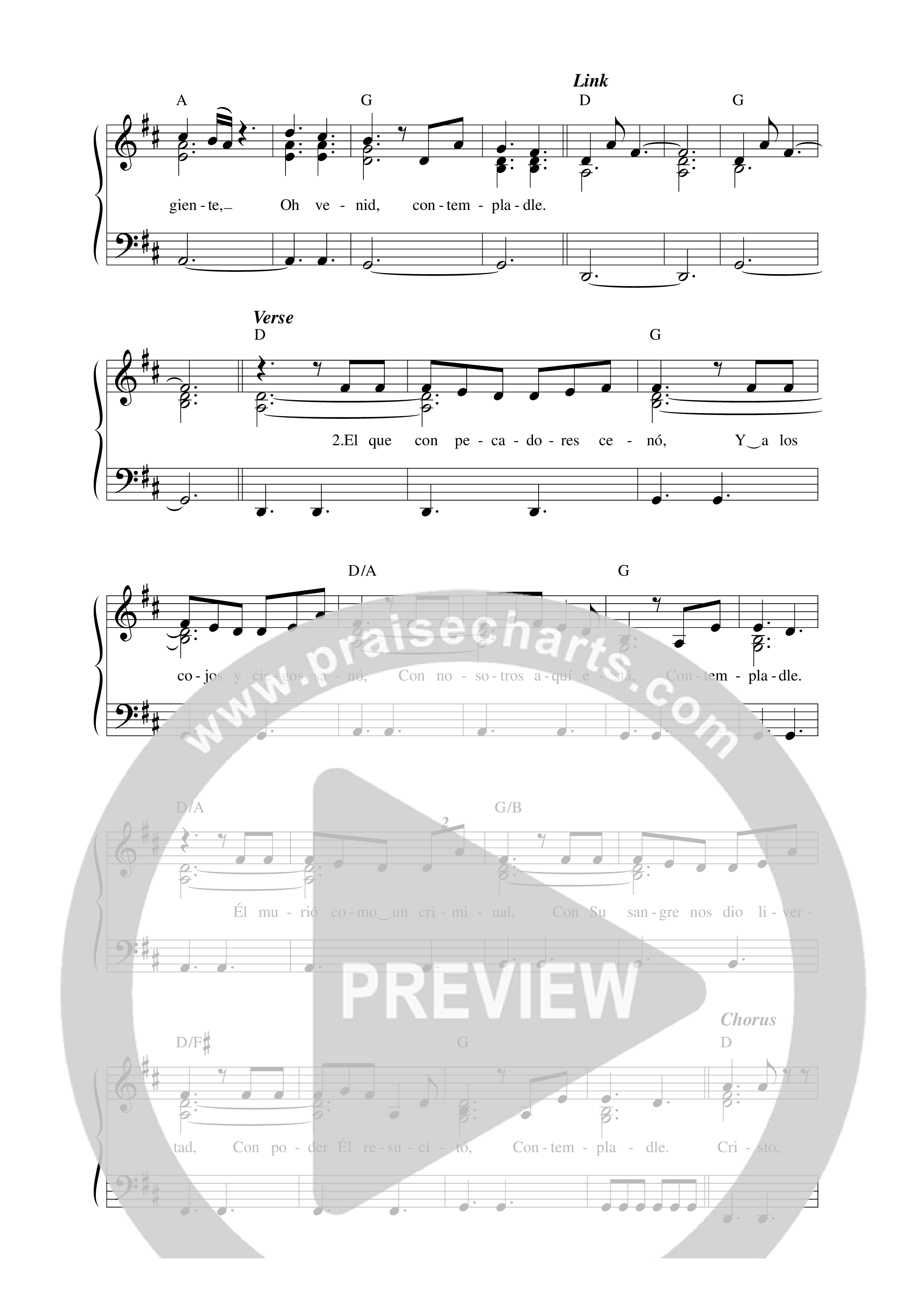 Venid Contempladle Lead Sheet Melody (Paul Baloche / Josh Morales / Waleska Morales)