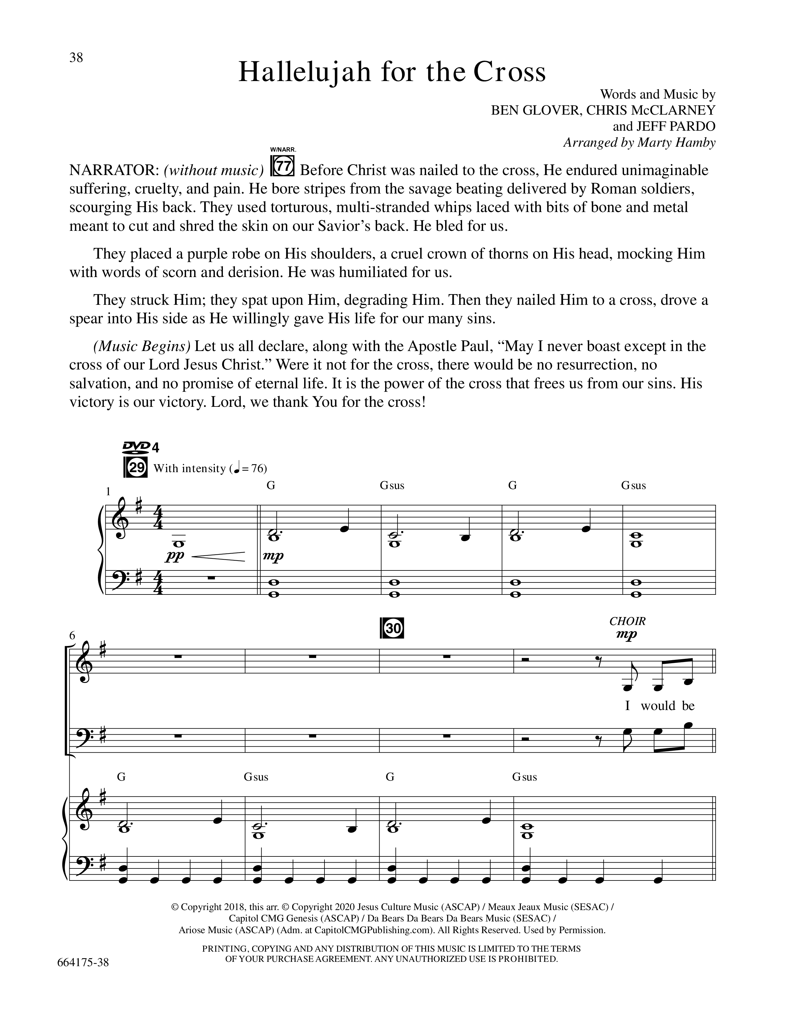 Glorious Cross (8 Song Choral Collection) Song 4 (Piano SATB) (Word Music Choral / Arr. Marty Hamby)