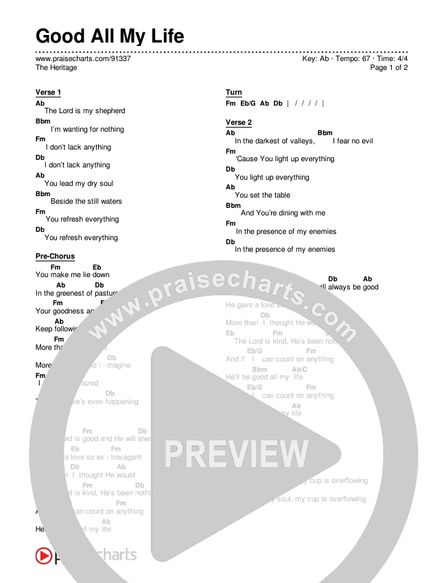 Good All My Life Chords & Lyrics (The Heritage)
