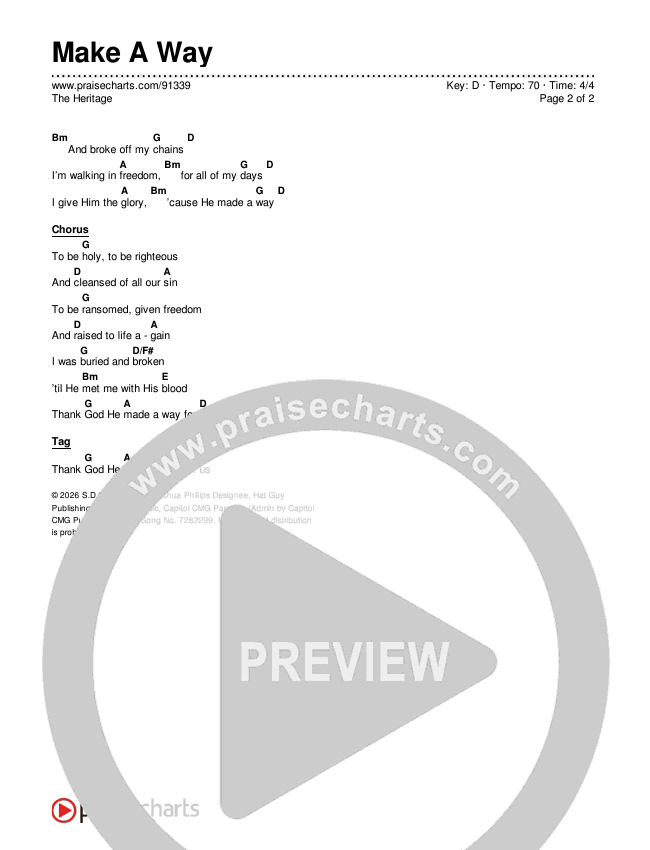 Make A Way Chords & Lyrics (The Heritage)