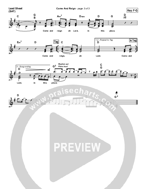 Come And Reign Lead (SAT) (Brent Anderson)