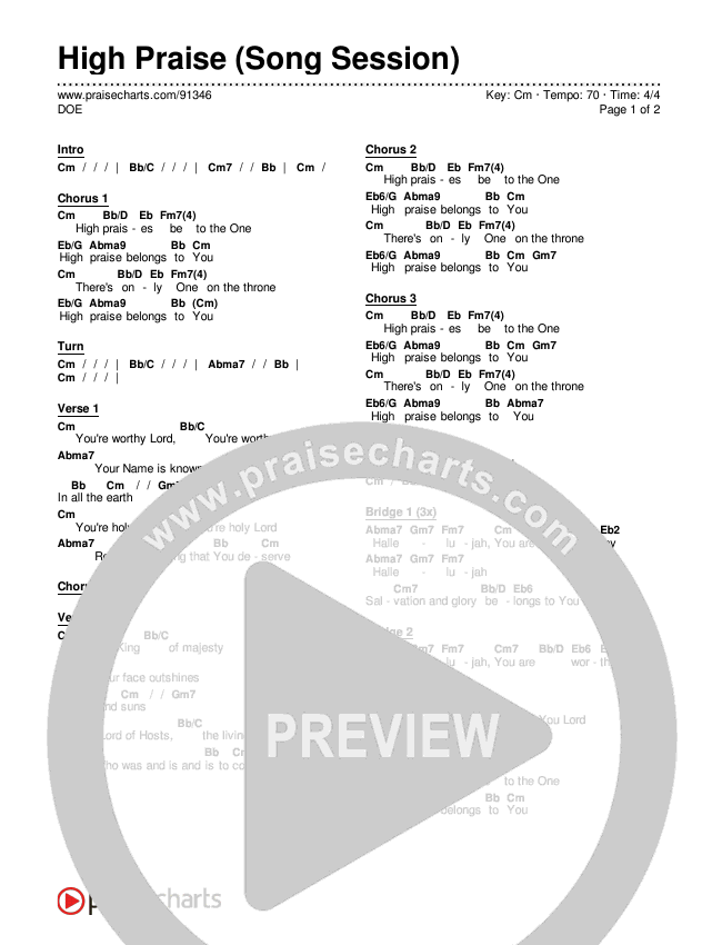 High Praise (Song Session) Chords & Lyrics (DOE)