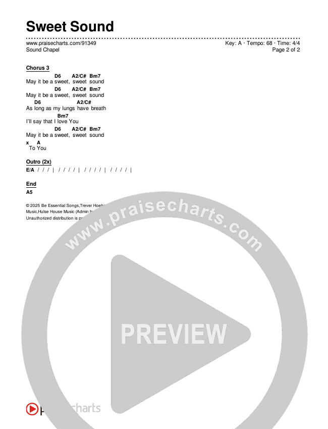 Sweet Sound Chords & Lyrics (Sound Chapel)