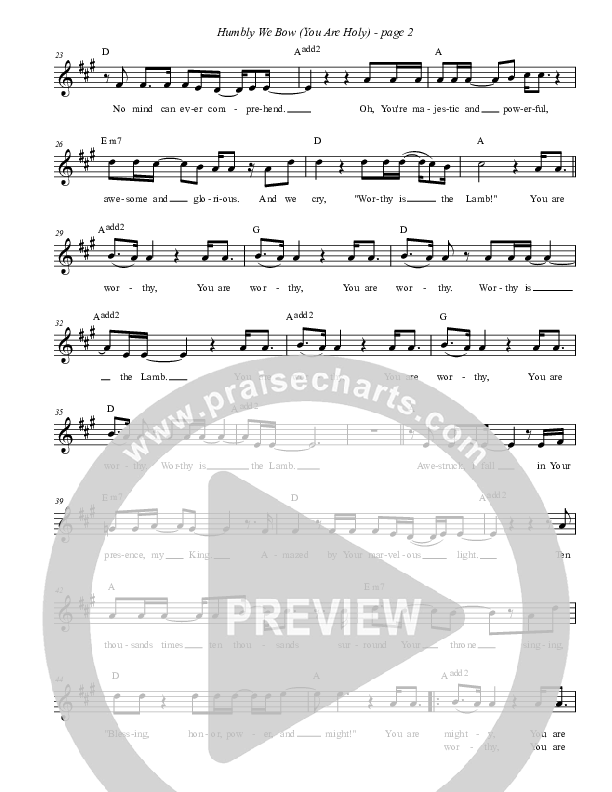 Humbly We Bow Lead Sheet (Brent Anderson)