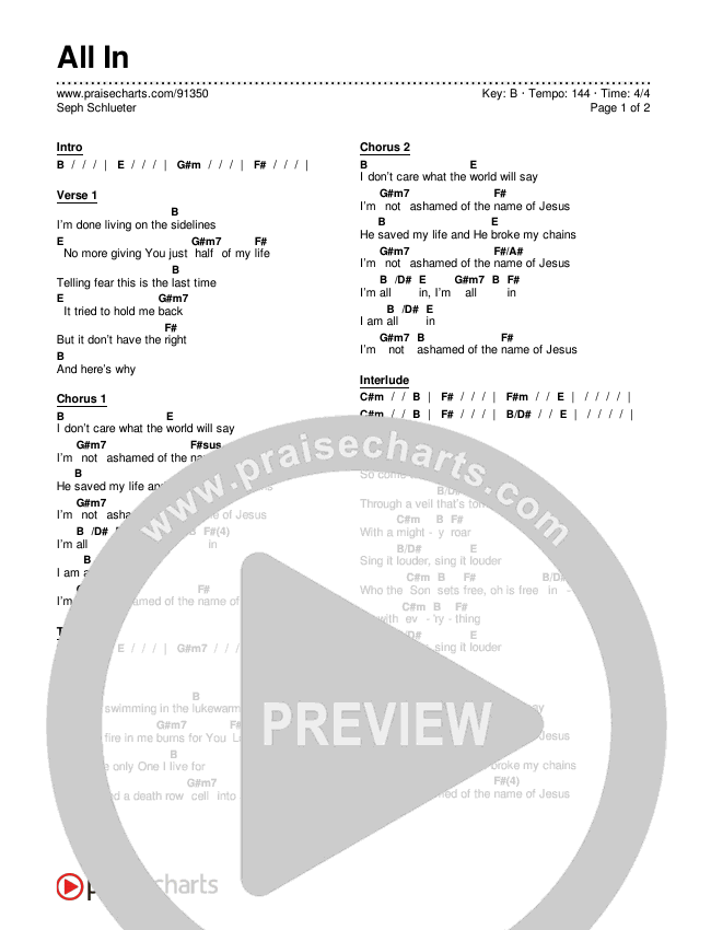 All In Chords & Lyrics (Seph Schlueter)