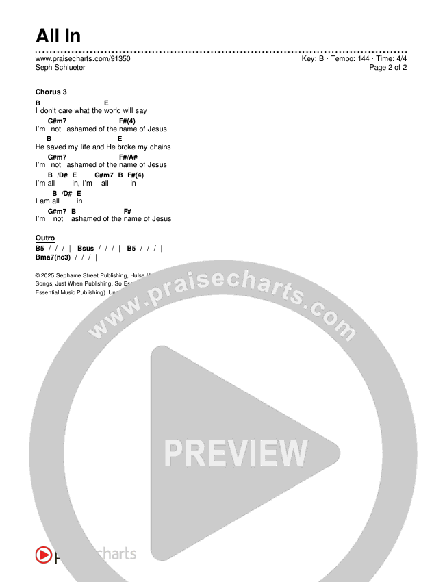 All In Chords & Lyrics (Seph Schlueter)