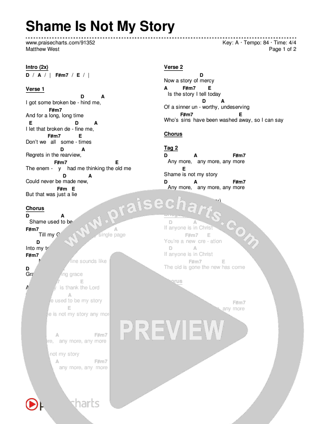 Shame Is Not My Story Chords & Lyrics (Matthew West)